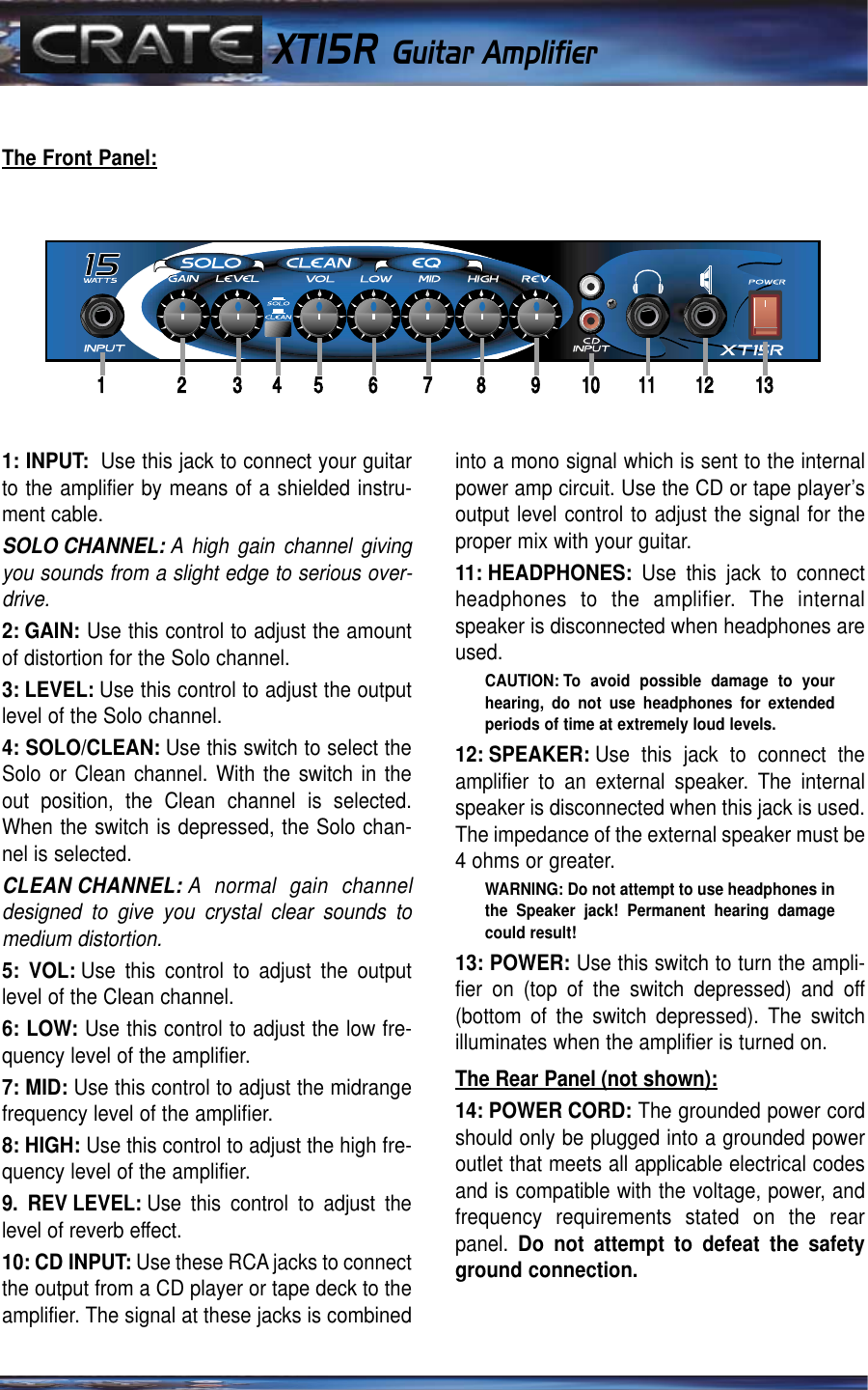 Page 3 of 4 - Crate-Amplifiers Crate-Amplifiers-Xt15R-Users-Manual-  Crate-amplifiers-xt15r-users-manual