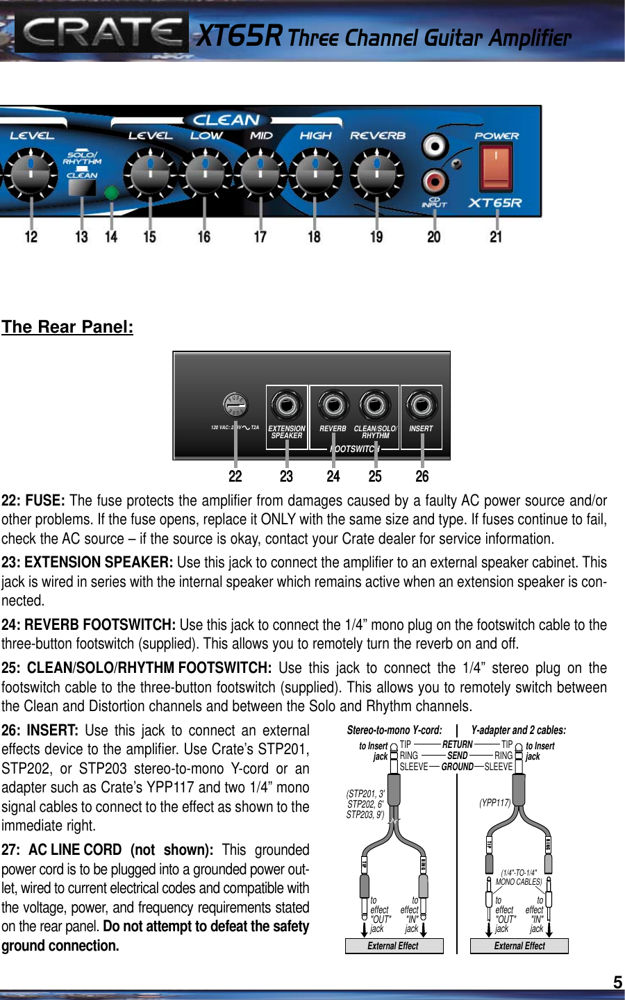 Page 5 of 8 - Crate-Amplifiers Crate-Amplifiers-Xt-65-R-Users-Manual-  Crate-amplifiers-xt-65-r-users-manual