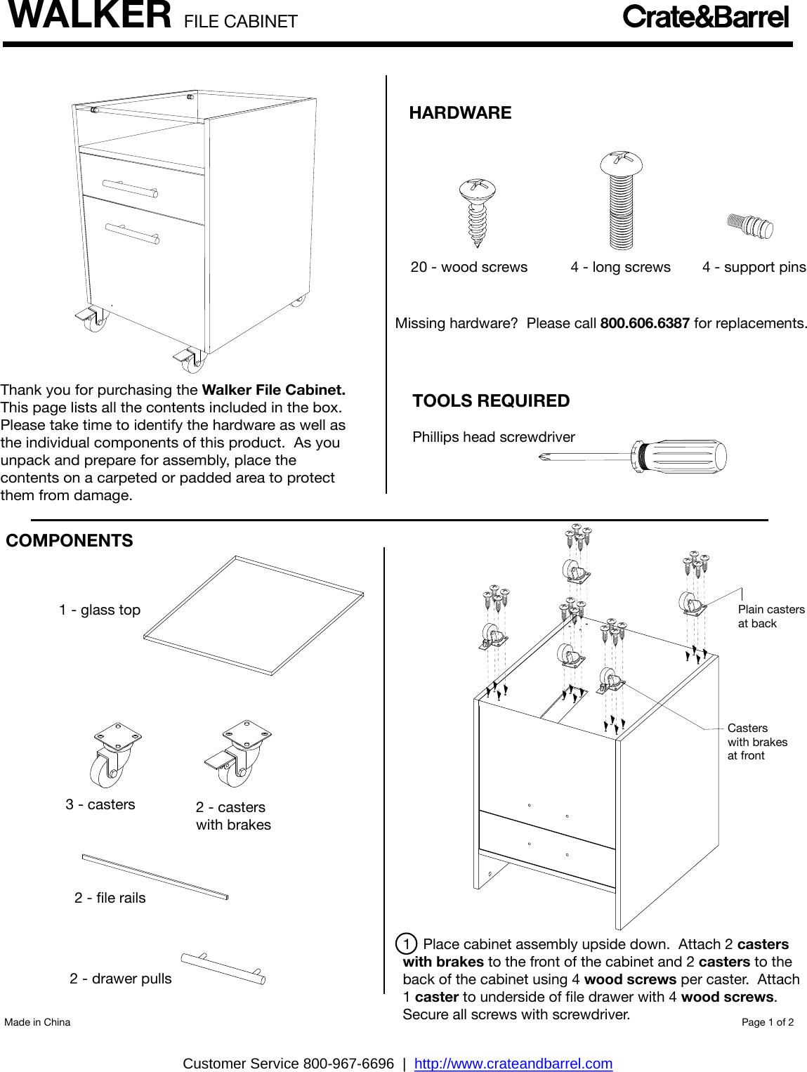 Crate Barrel 1045 Walker File Cabinet Assembly Instructions From And