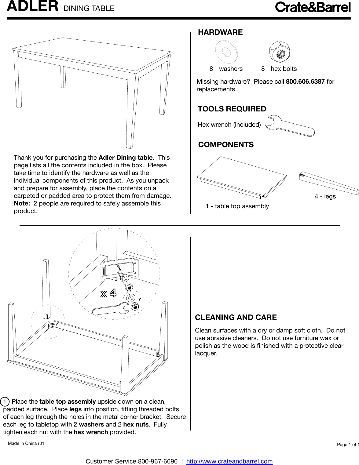 Crate Barrel 132 Adler Dining Table Assembly Instructions From And