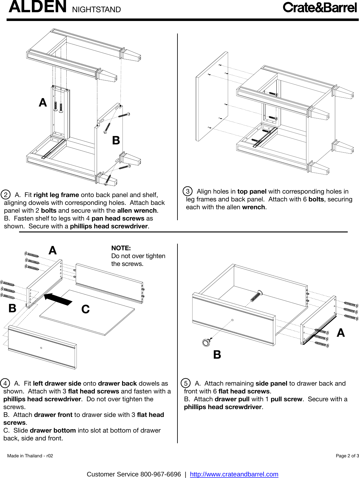 Crate Barrel 149 Alden Nightstand Assembly Instructions From And