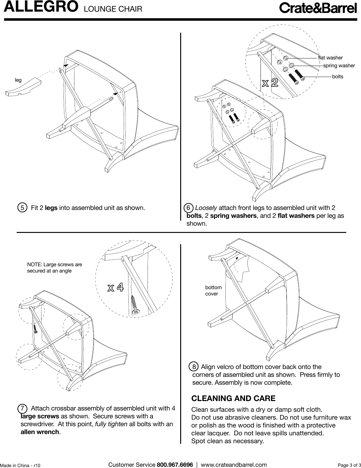Crate Barrel 172 Allegro Lounge Chair Assembly Instructions From And