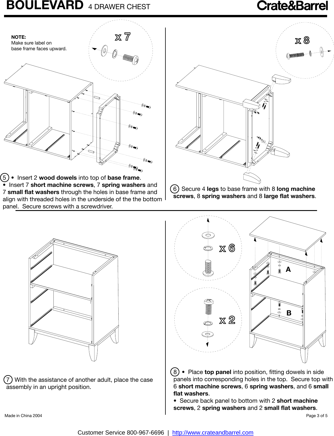 Page 3 of 5 - Crate-Barrel 297-Boulevard-Four-Drawer-Chest Boulevard Four-Drawer Chest Assembly Instructions From Crate And Barrel