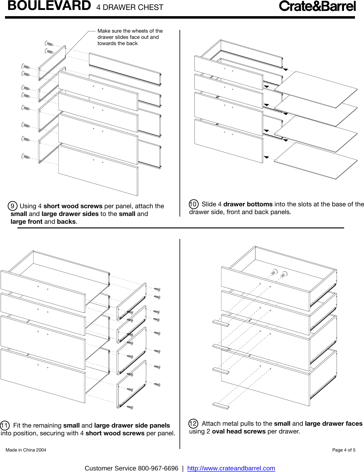 Page 4 of 5 - Crate-Barrel 297-Boulevard-Four-Drawer-Chest Boulevard Four-Drawer Chest Assembly Instructions From Crate And Barrel