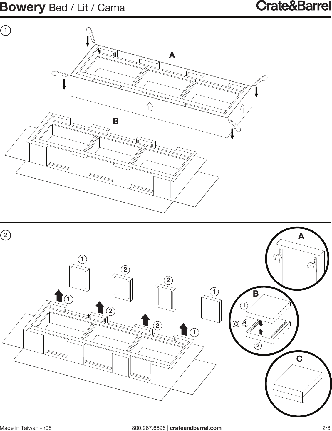 Page 2 of 8 - Crate-Barrel 304-Bowery-Bed-Ml Bowery Bed ML Assembly Instructions From Crate And Barrel