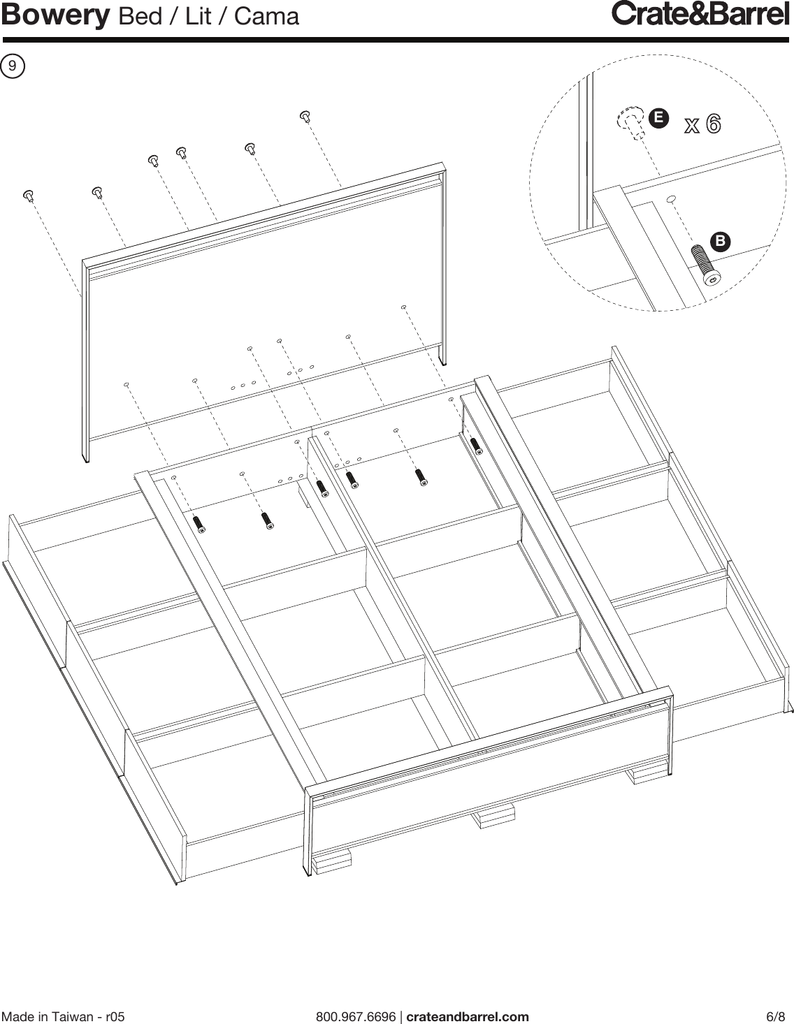 Page 6 of 8 - Crate-Barrel 304-Bowery-Bed-Ml Bowery Bed ML Assembly Instructions From Crate And Barrel