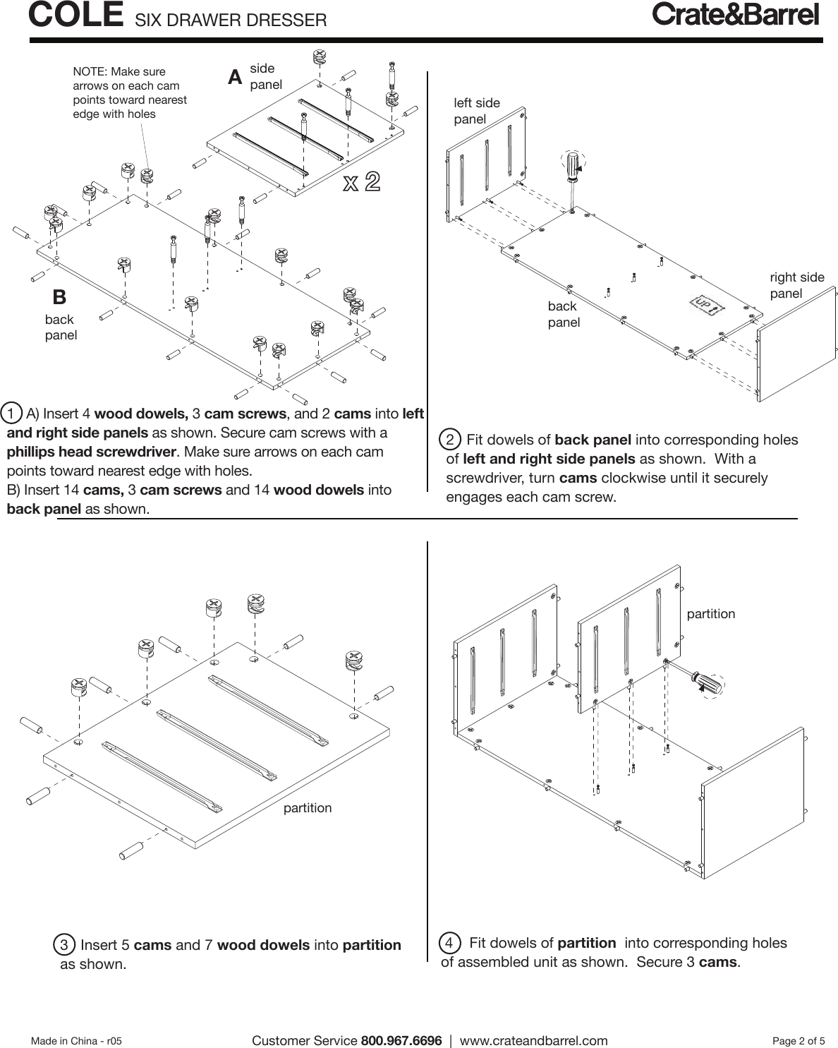 Page 2 of 5 - Crate-Barrel 392-Cole-Six-Drawer-Dresser Cole Six Drawer Dresser Assembly Instructions From Crate And Barrel