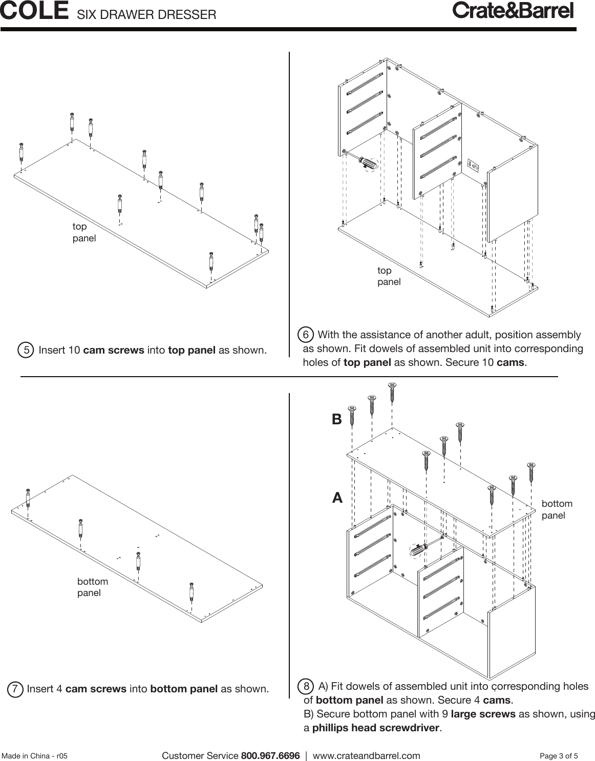 Page 3 of 5 - Crate-Barrel 392-Cole-Six-Drawer-Dresser Cole Six Drawer Dresser Assembly Instructions From Crate And Barrel