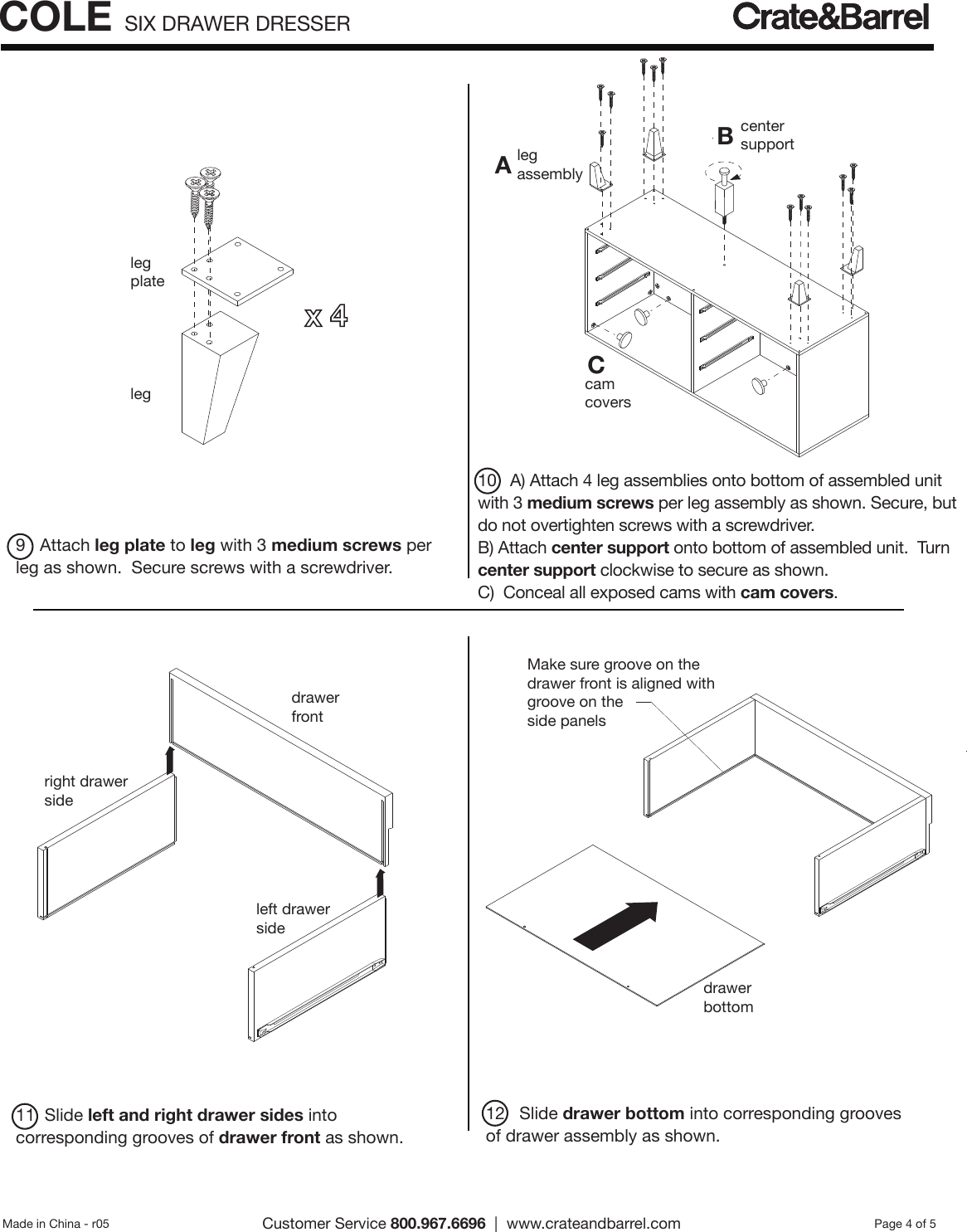 Page 4 of 5 - Crate-Barrel 392-Cole-Six-Drawer-Dresser Cole Six Drawer Dresser Assembly Instructions From Crate And Barrel