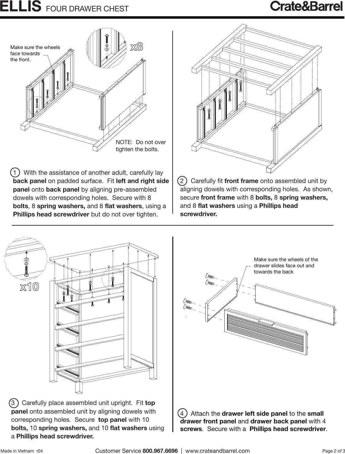 Crate Barrel 445 Ellis Four Drawer Chest Assembly Instructions From And