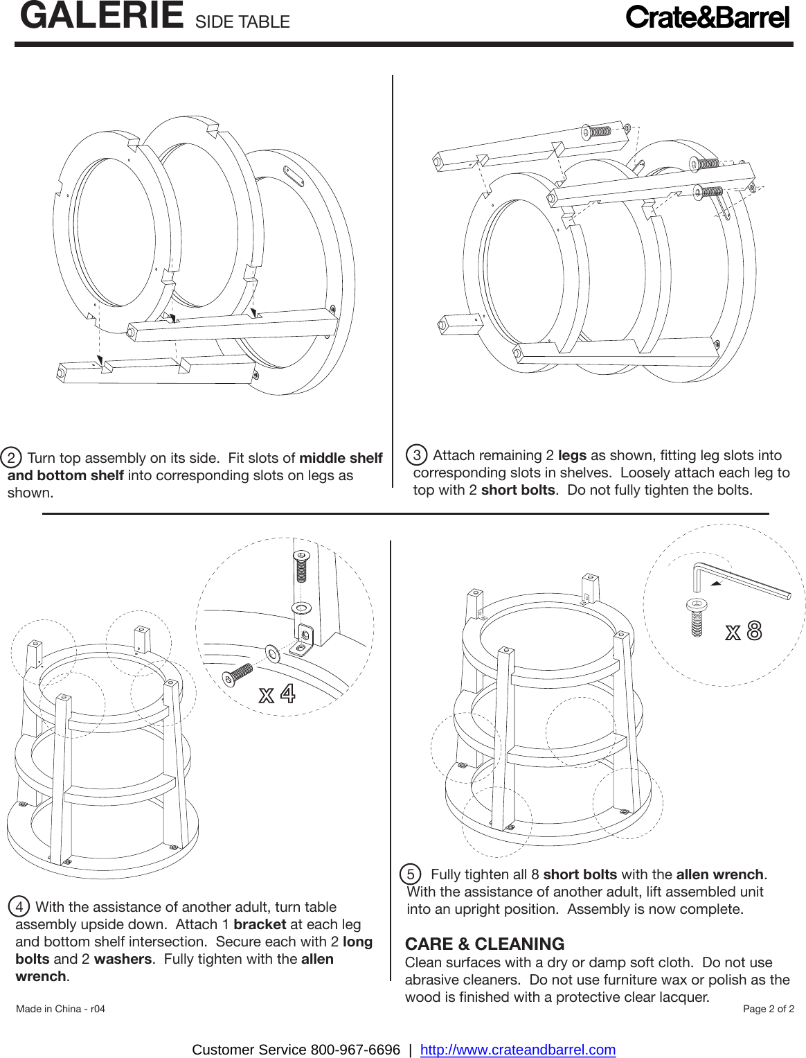 Page 2 of 2 - Crate-Barrel 487-Galerie-Side-Table Galerie Side Table Assembly Instructions From Crate And Barrel