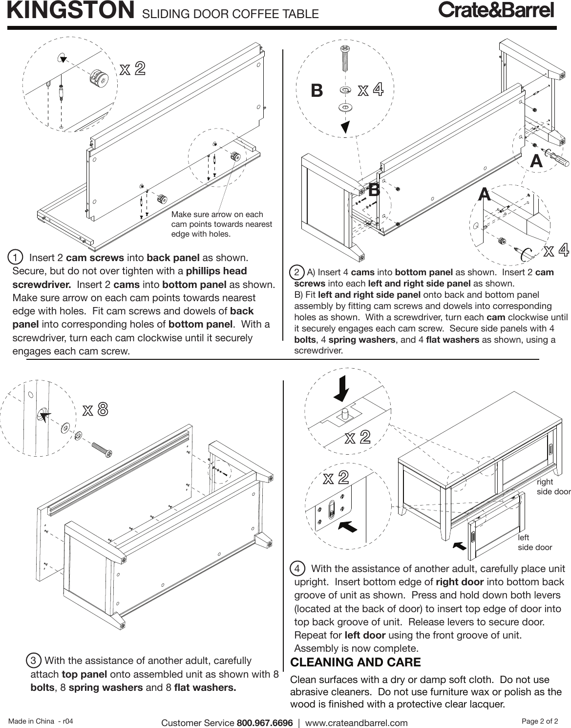 Page 2 of 2 - Crate-Barrel 570-Kingston-Sliding-Door-Coffee-Table Kingston Sliding Door Coffee Table Assembly Instructions From Crate And Barrel