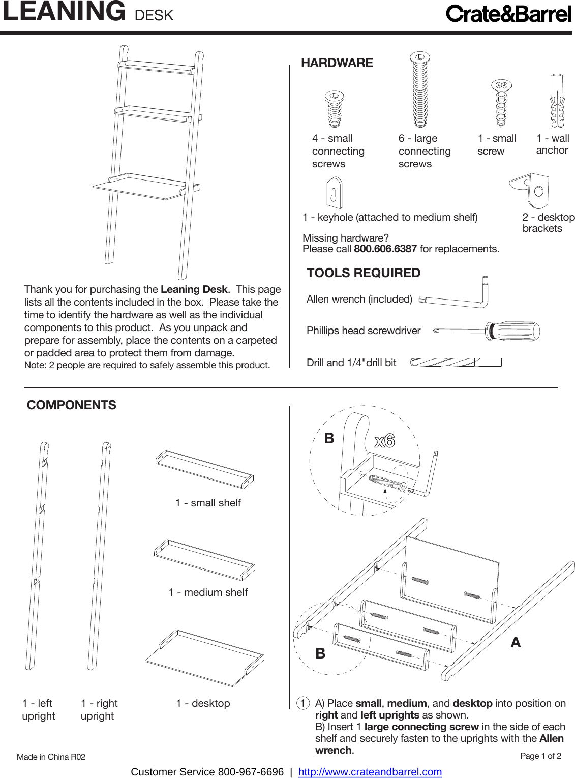 Crate Barrel 600 Leaning Desk Assembly Instructions From And