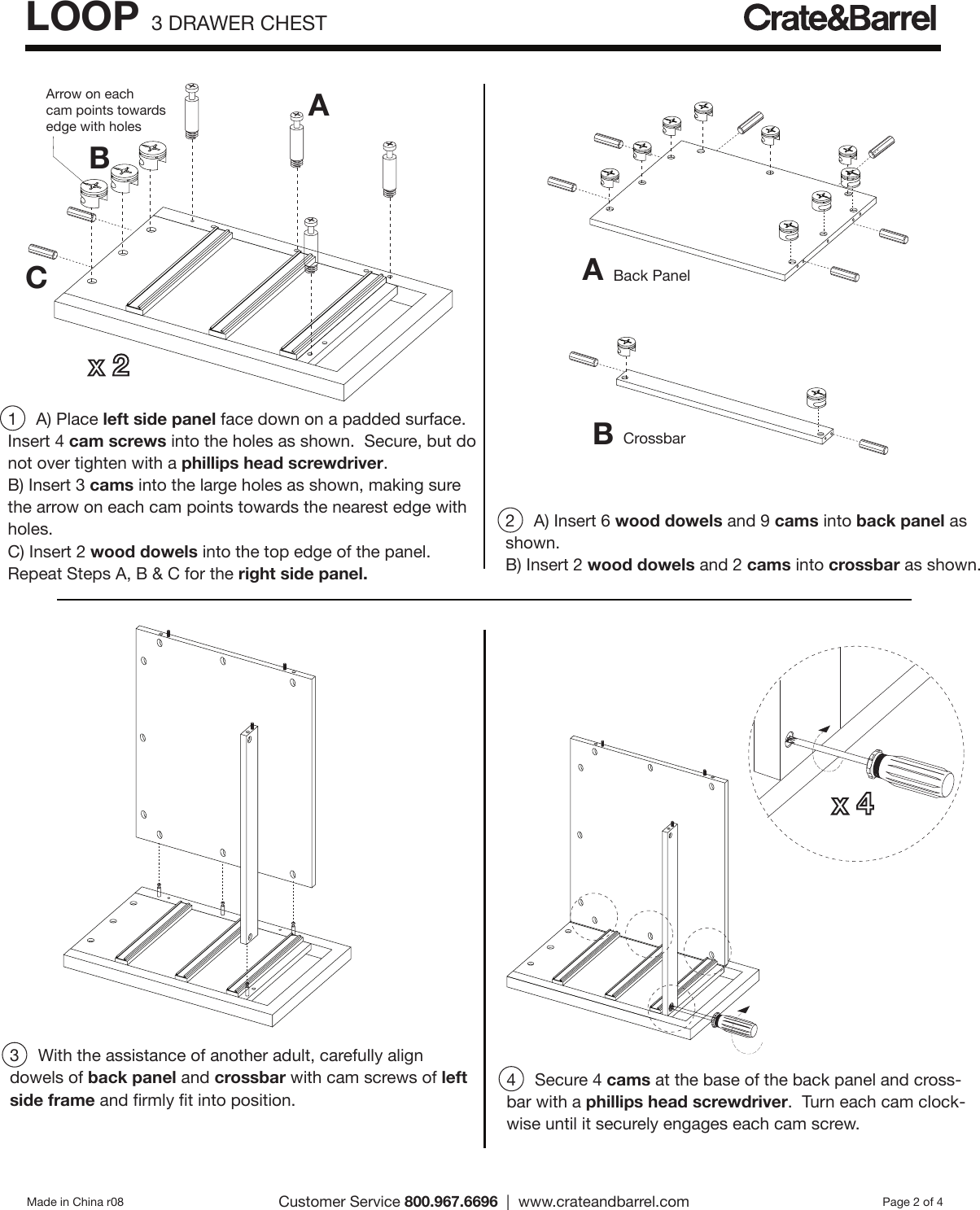 Page 2 of 4 - Crate-Barrel 624-Loop-Three-Drawer-Chest Loop Three Drawer Chest Assembly Instructions From Crate And Barrel