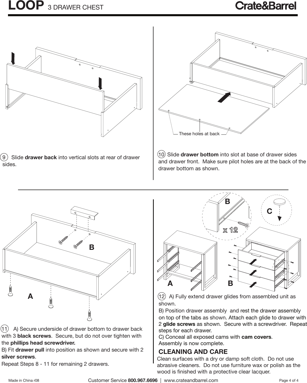 Page 4 of 4 - Crate-Barrel 624-Loop-Three-Drawer-Chest Loop Three Drawer Chest Assembly Instructions From Crate And Barrel