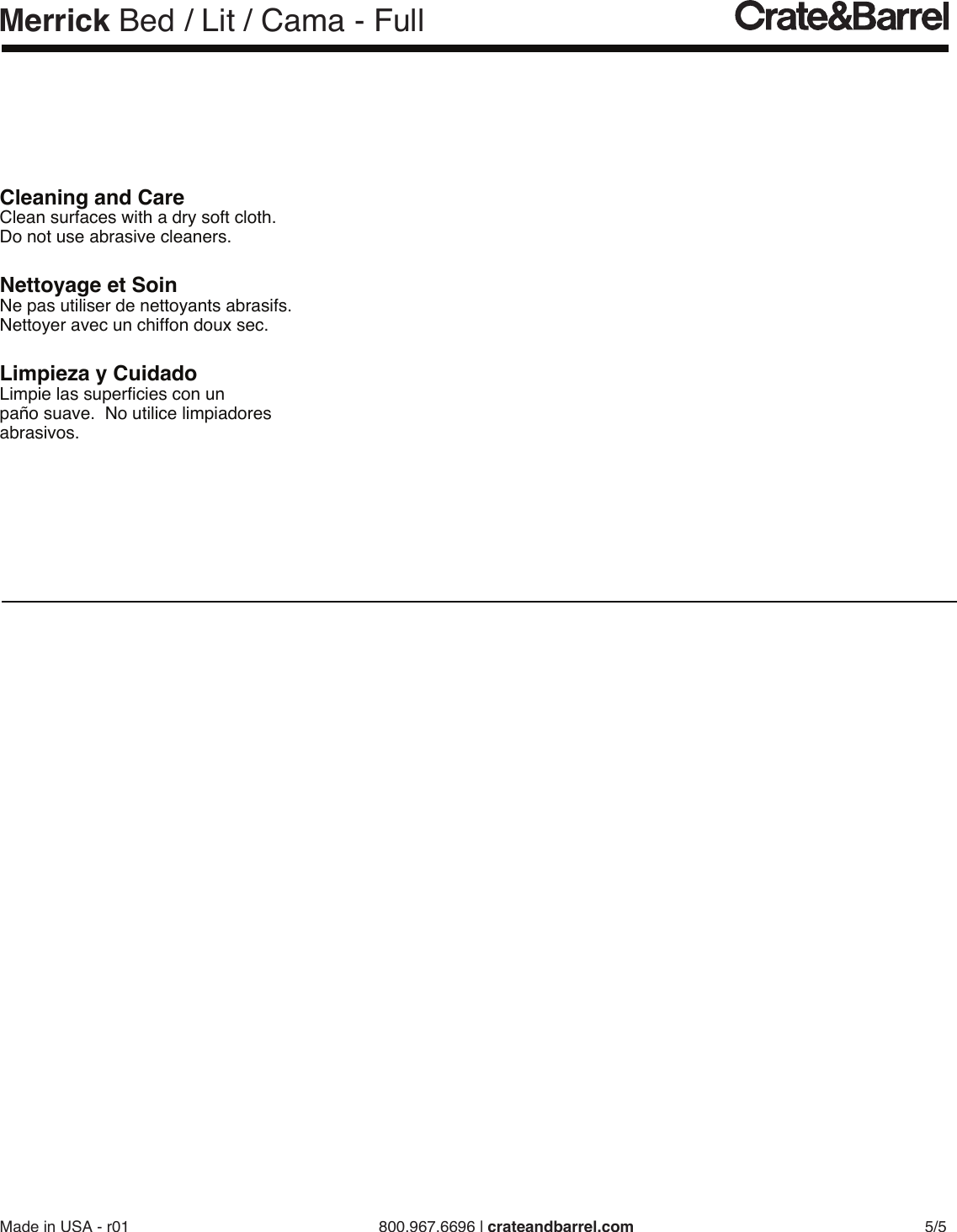 Crate Barrel 680 Merrick Full Bed Ml Q P1