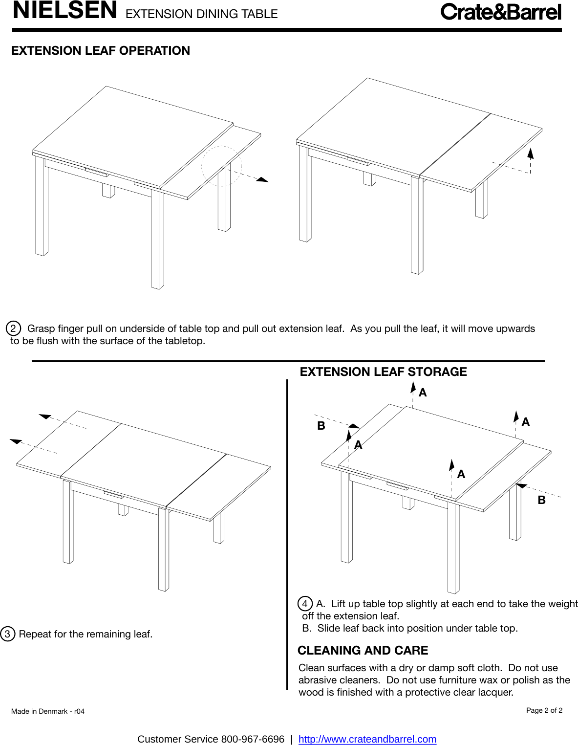 Page 2 of 2 - Crate-Barrel 719-Nielsen-Extension-Dining-Table Nielsen Extension Dining Table Assembly Instructions From Crate And Barrel