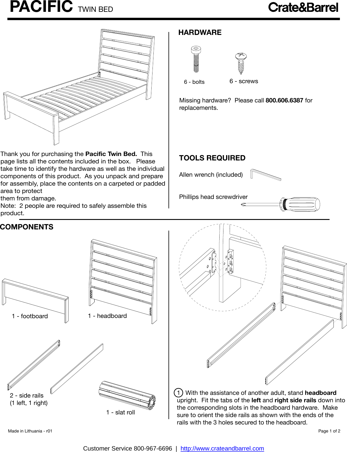 Crate Barrel 752 Pacific Twin Bed, Crate And Barrel Bed Frame Instructions