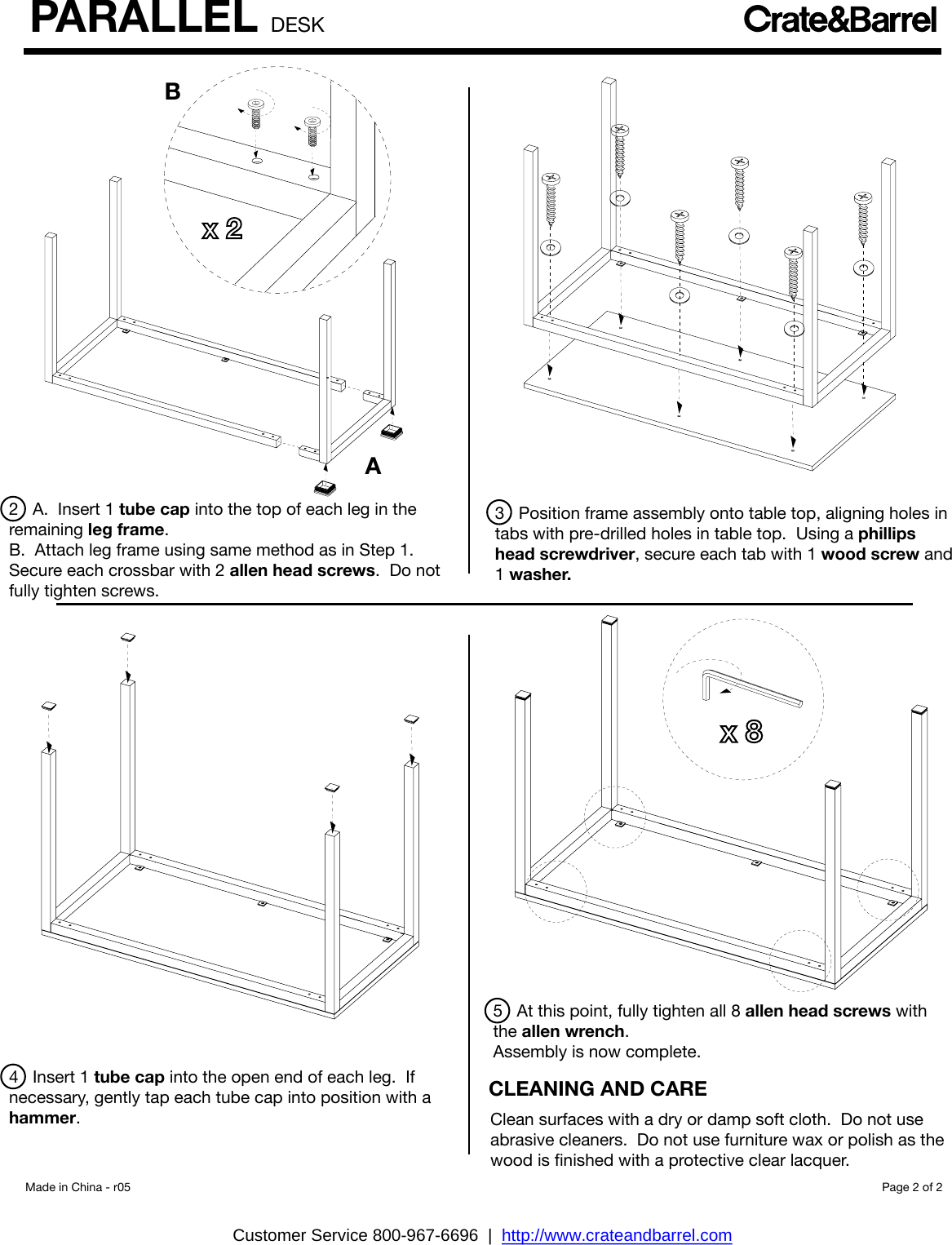 Page 2 of 2 - Crate-Barrel 756-Parallel-Desk Parallel Desk Assembly Instructions From Crate And Barrel