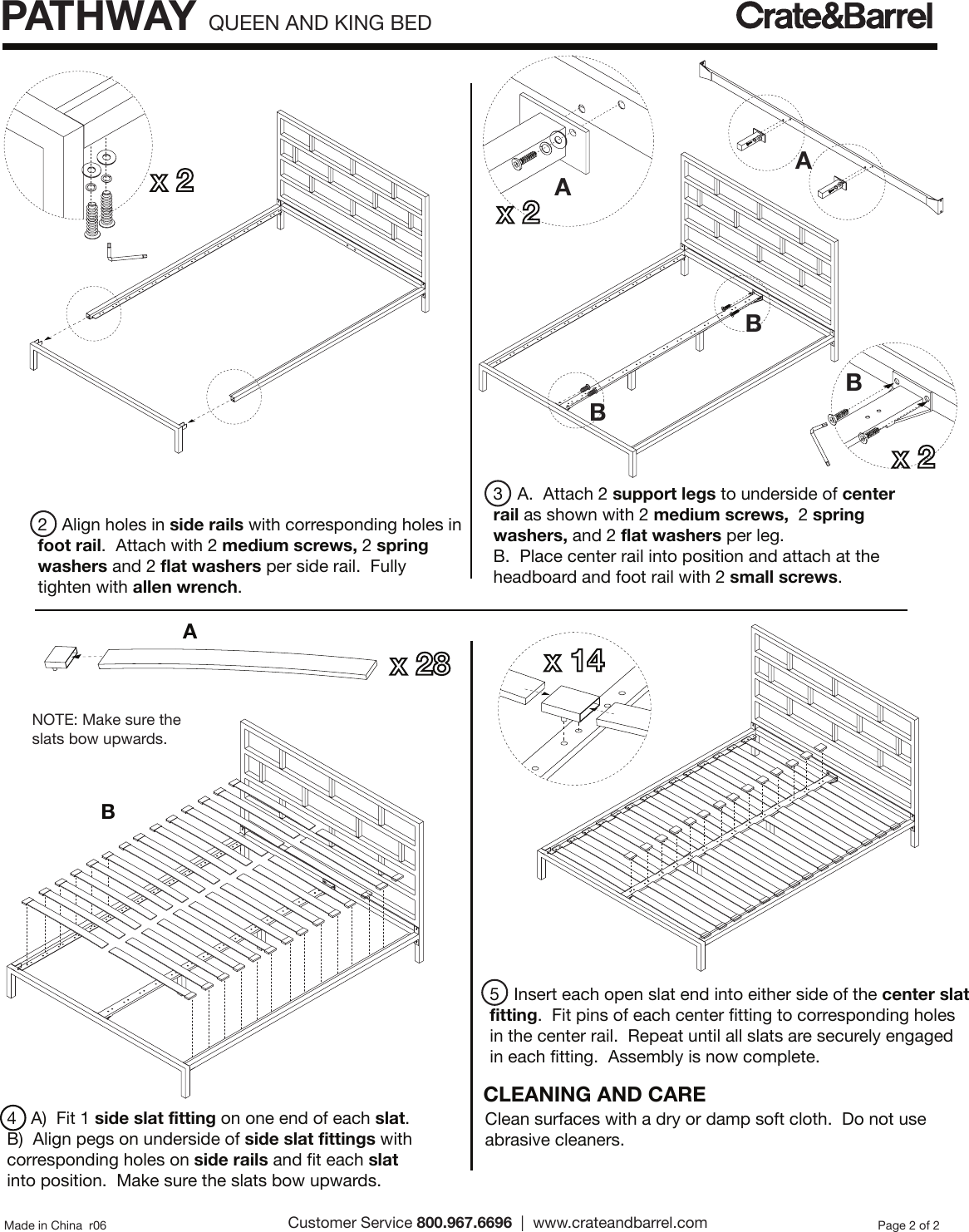 Crate Barrel 777 Pathway Queen And King Bed Assembly Instructions From