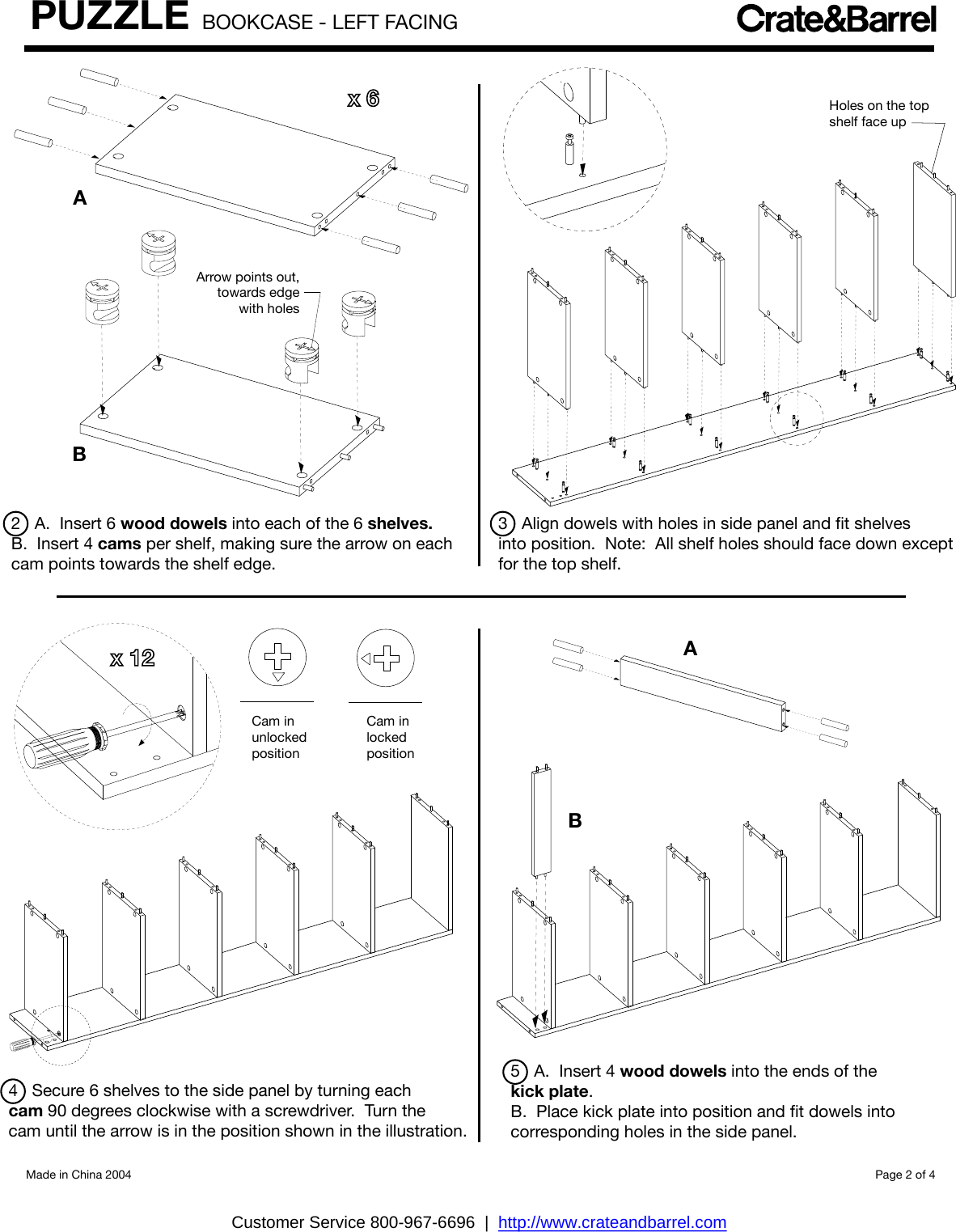 Page 2 of 11 - Crate-Barrel 834-Puzzle-Bookcase-Four-Piece-Set Puzzle Bookcase Four-Piece Set Assembly Instructions From Crate And Barrel