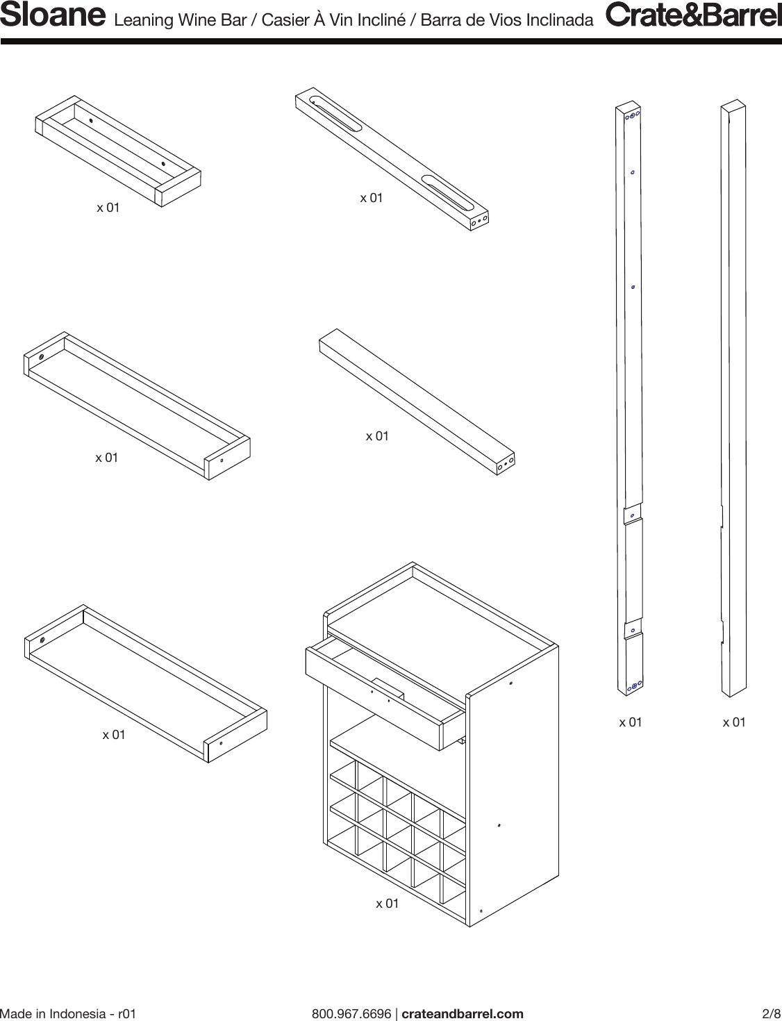 Page 2 of 8 - Crate-Barrel 904-Sloane-Leaning-Wine-Bar-Ml Sloane Leaning Wine Bar ML Assembly Instructions From Crate And Barrel