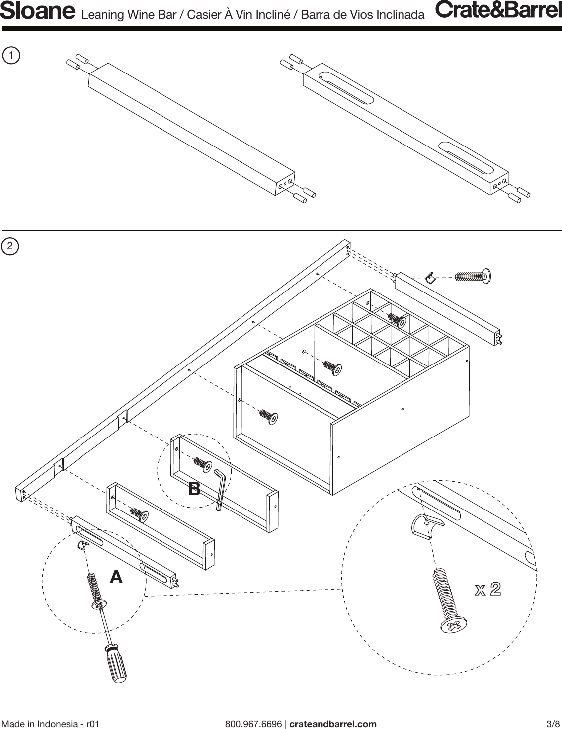 Page 3 of 8 - Crate-Barrel 904-Sloane-Leaning-Wine-Bar-Ml Sloane Leaning Wine Bar ML Assembly Instructions From Crate And Barrel