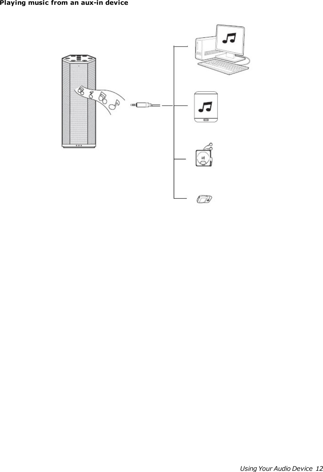 Playing music from an aux-in deviceUsing Your Audio Device 12