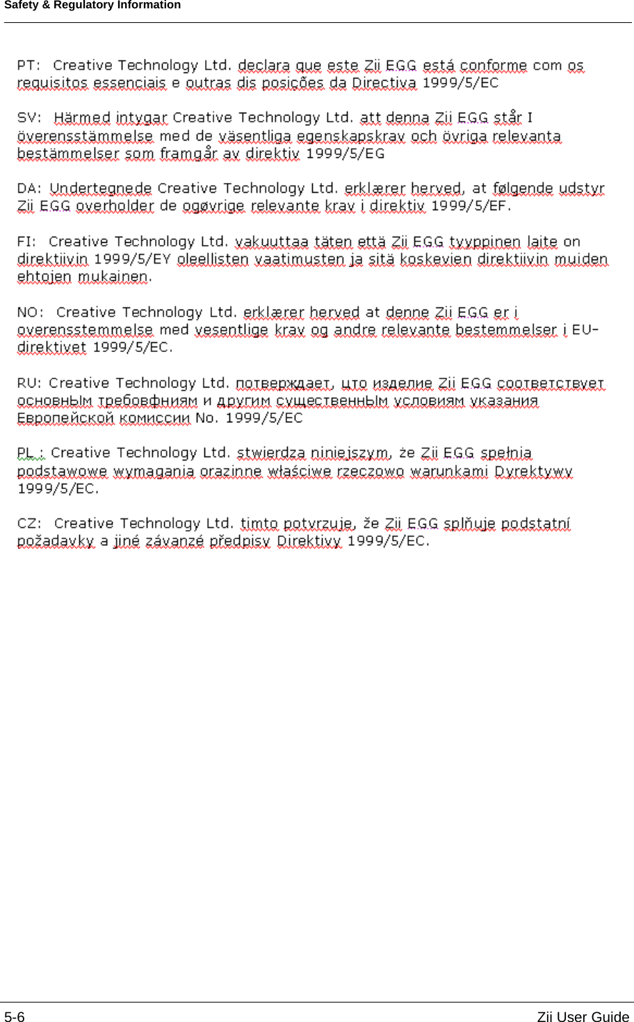 Safety &amp; Regulatory Information5-6 Zii User Guide