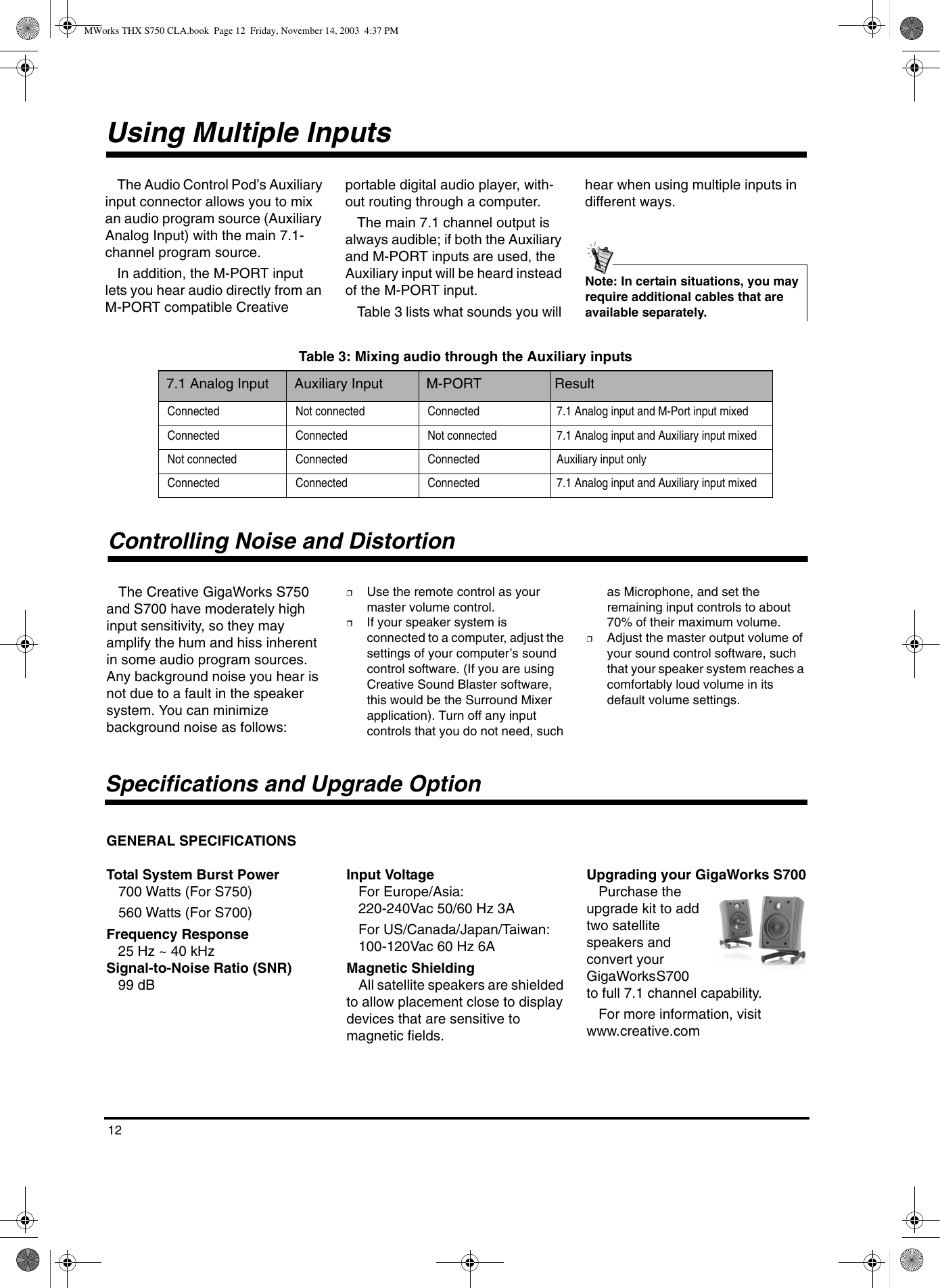 Page 12 of 12 - Creative Creative-Gigaworks-S750-Users-Manual- MWorks THX S750 CLA  Creative-gigaworks-s750-users-manual