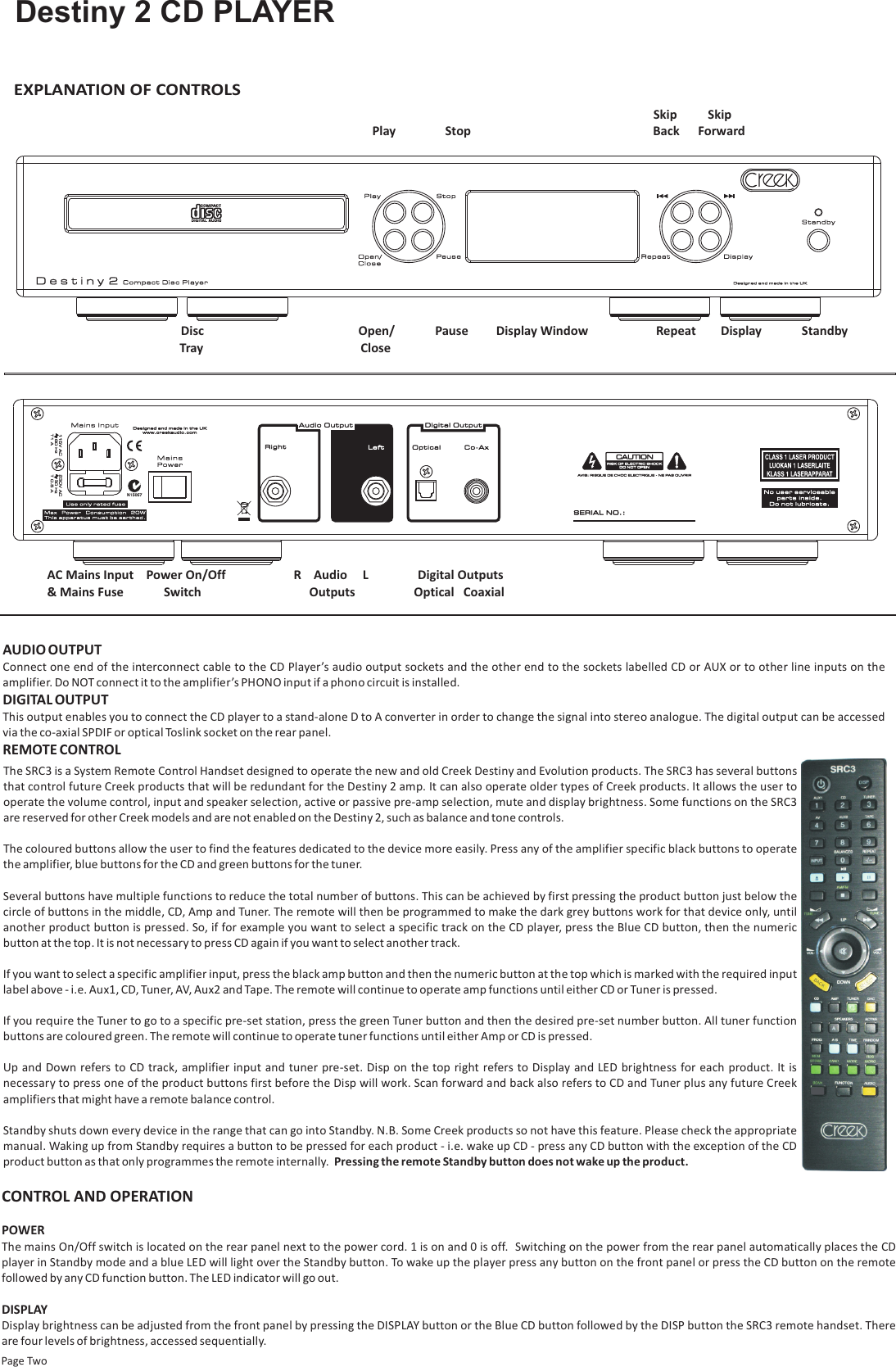 Page 2 of 4 - Creek-Audio Creek-Audio-Destiny-2-Users-Manual- Destiny 2 CD Manual May 2010  Creek-audio-destiny-2-users-manual