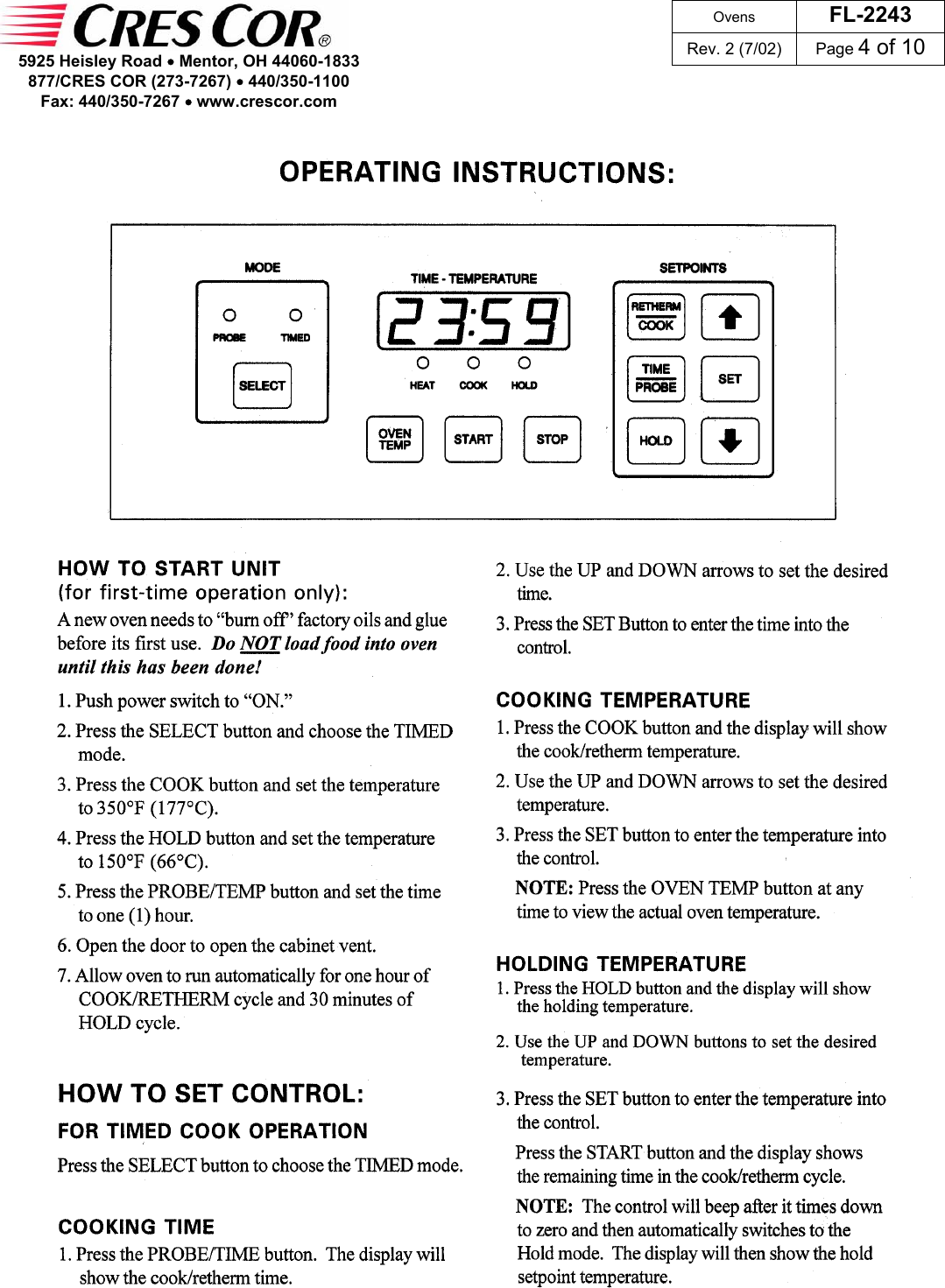 Page 4 of 10 - Cres-Cor Cres-Cor-Fl-2243-Users-Manual FL-2243_Rev. 2