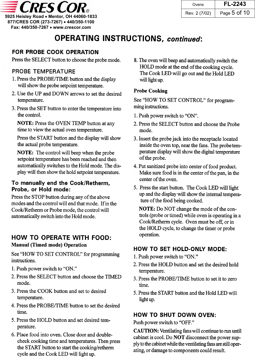 Page 5 of 10 - Cres-Cor Cres-Cor-Fl-2243-Users-Manual FL-2243_Rev. 2