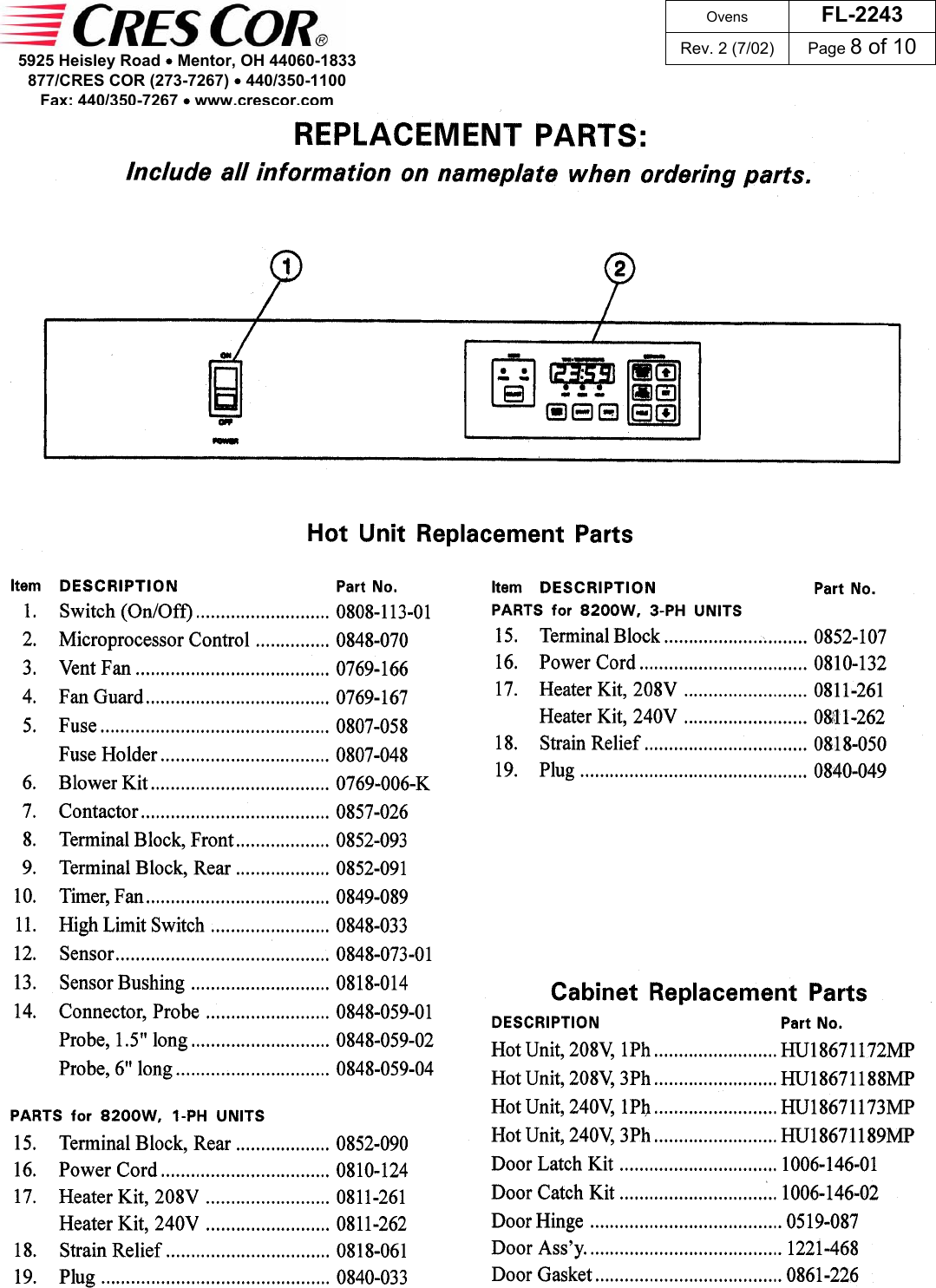 Page 8 of 10 - Cres-Cor Cres-Cor-Fl-2243-Users-Manual FL-2243_Rev. 2