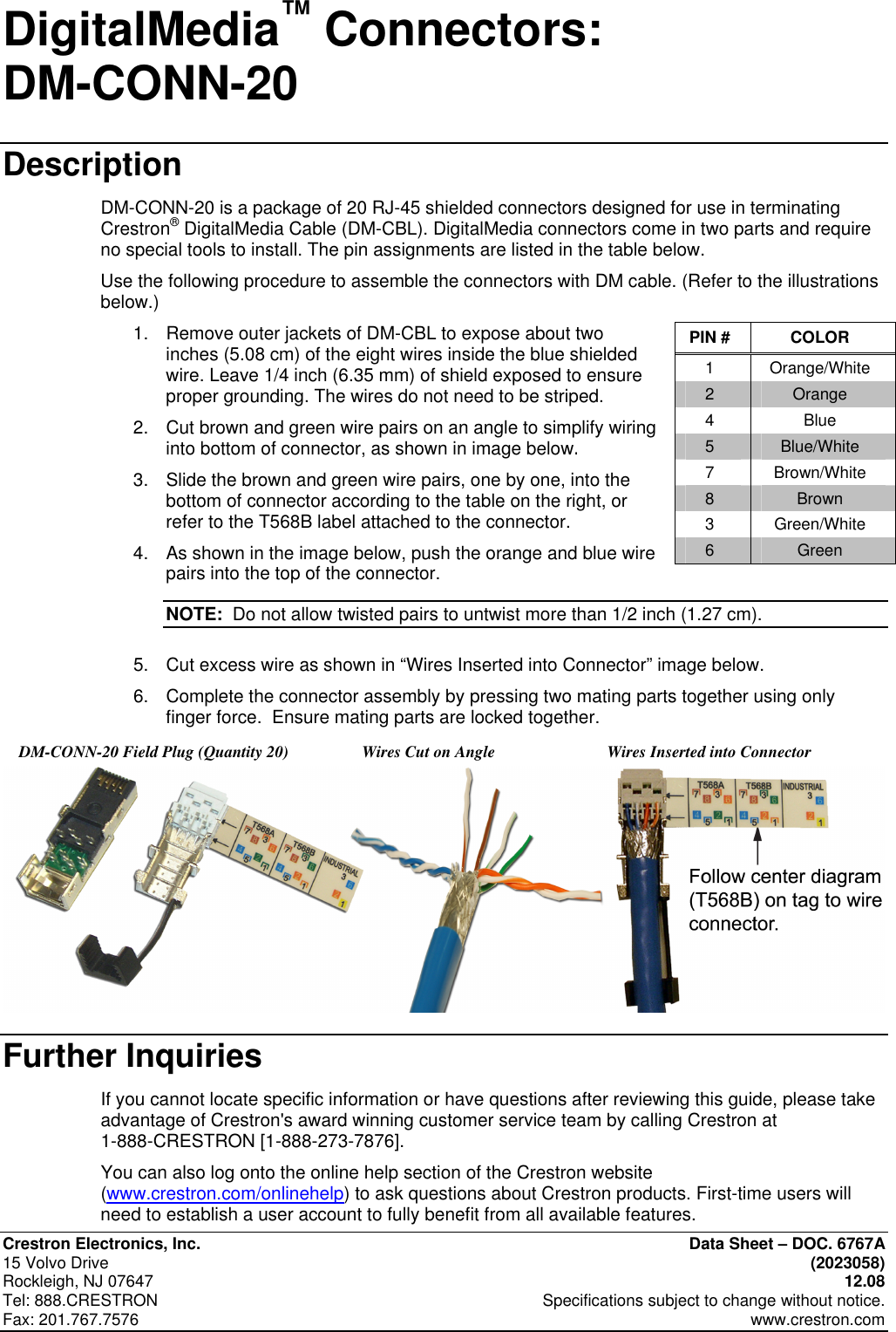 Page 1 of 2 - Crestron-Electronic Crestron-Electronic-Dm-Conn-20-Users-Manual- Operations Guide  Crestron-electronic-dm-conn-20-users-manual