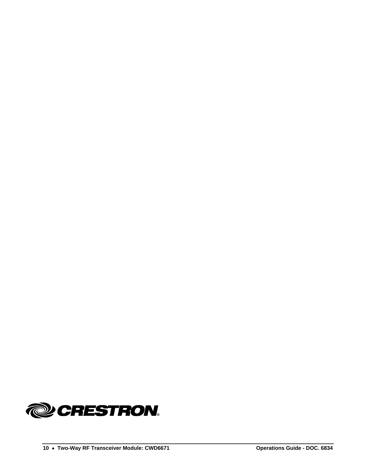                                                             10  •  Two-Way RF Transceiver Module: CWD6671  Operations Guide - DOC. 6834 