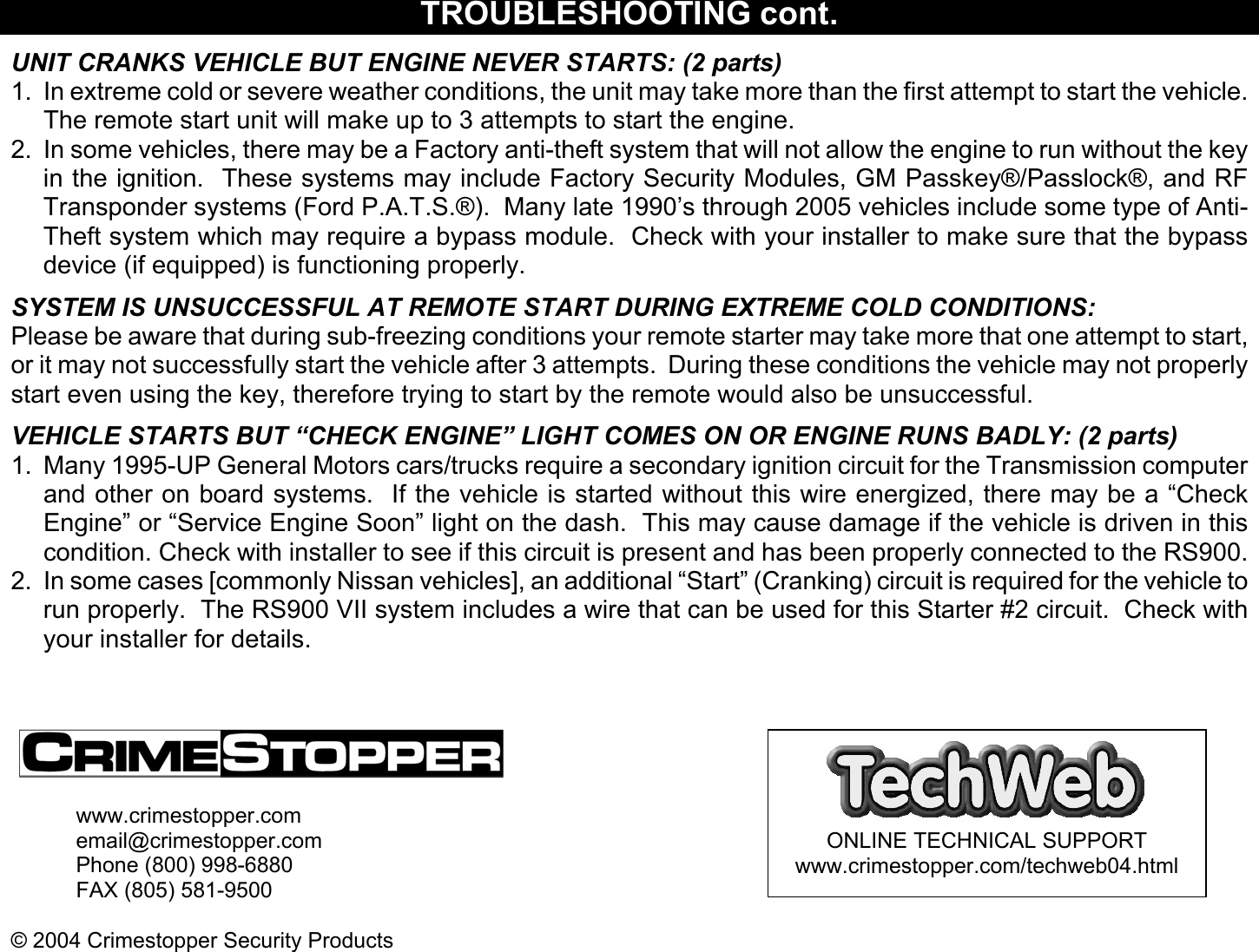 Page 12 of 12 - Crimestopper-Security-Products Crimestopper-Security-Products-Cool-Start-Rs-900-Users-Manual- CCCCCCCCCCCCCCCCCCCCCCCCCCCCCCCCCCCCCCCCCCCCCCCCCCCCCCCCCCCCCCCCCCCCCCCCCCC  Crimestopper-security-products-cool-start-rs-900-users-manual