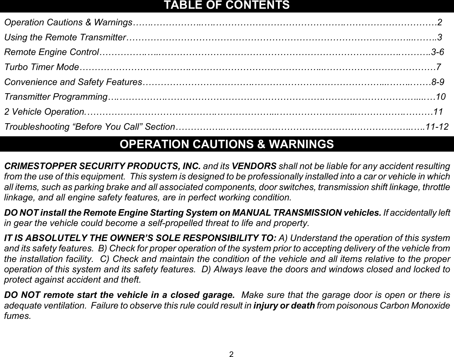 Page 2 of 12 - Crimestopper-Security-Products Crimestopper-Security-Products-Cool-Start-Rs-900-Users-Manual- CCCCCCCCCCCCCCCCCCCCCCCCCCCCCCCCCCCCCCCCCCCCCCCCCCCCCCCCCCCCCCCCCCCCCCCCCCC  Crimestopper-security-products-cool-start-rs-900-users-manual