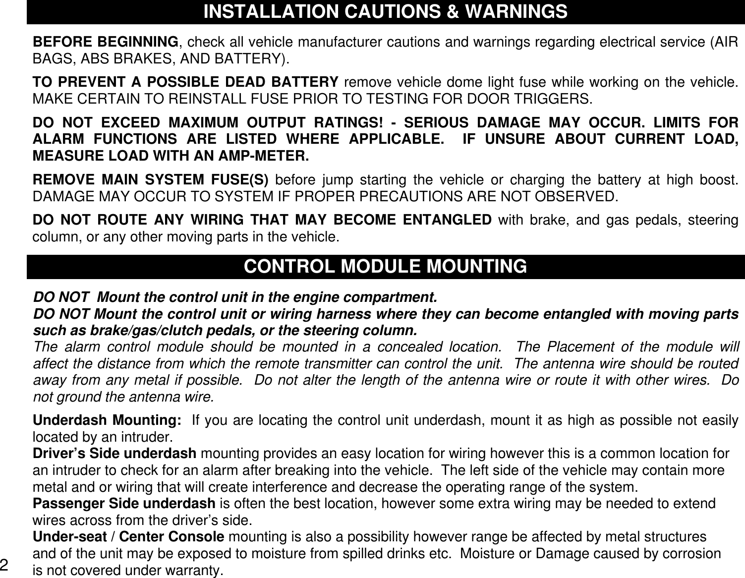 Page 2 of 12 - Crimestopper-Security-Products Crimestopper-Security-Products-Cs-2001-Users-Manual- CS2001man1  Crimestopper-security-products-cs-2001-users-manual