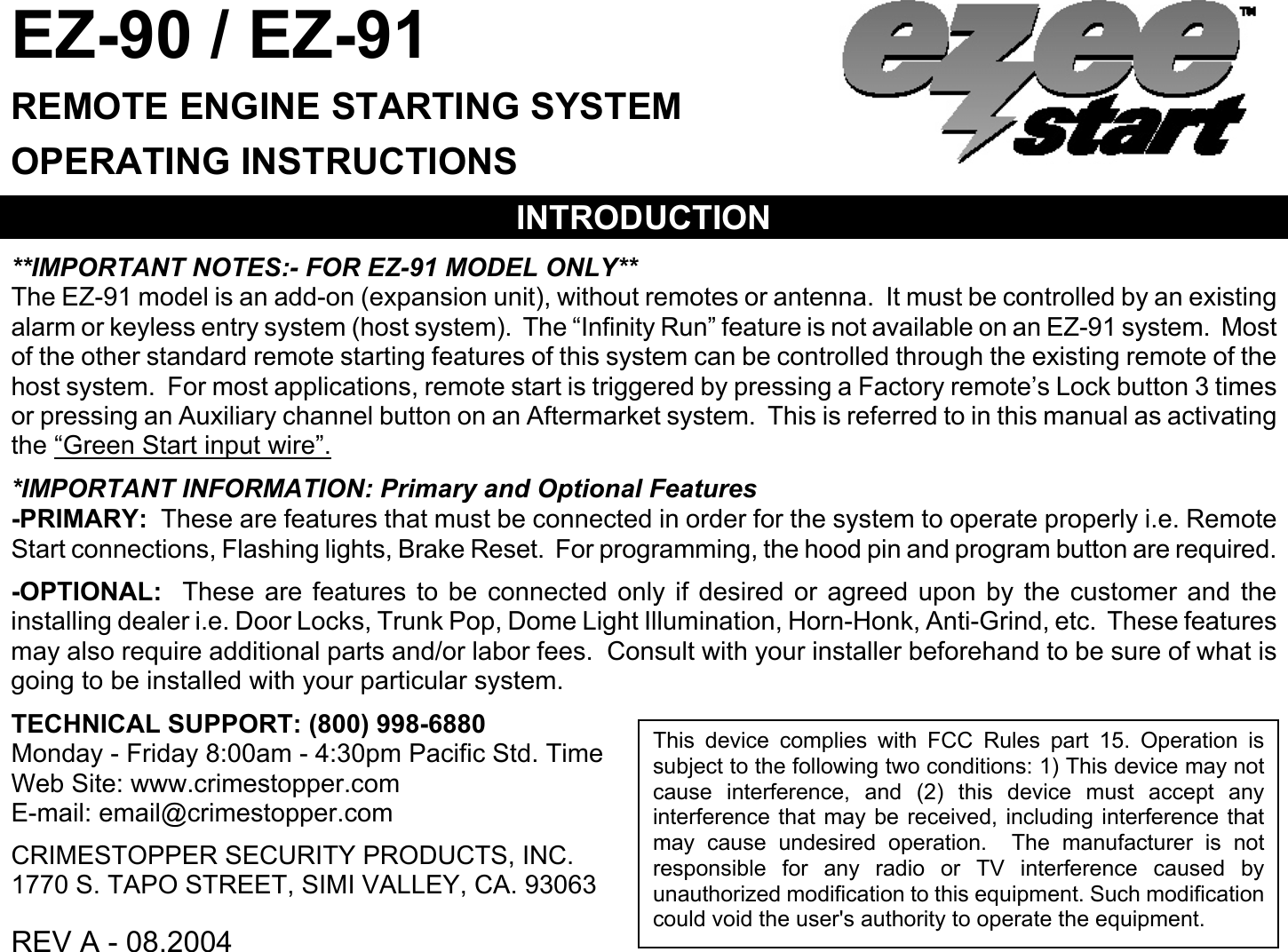 Page 1 of 12 - Crimestopper-Security-Products Crimestopper-Security-Products-Ez-90-Users-Manual- CCCCCCCCCCCCCCCCCCCCCCCCCCCCCCCCCCCCCCCCCCCCCCCCCCCCCCCCCCCCCCCCCCCCCCCCCCC  Crimestopper-security-products-ez-90-users-manual