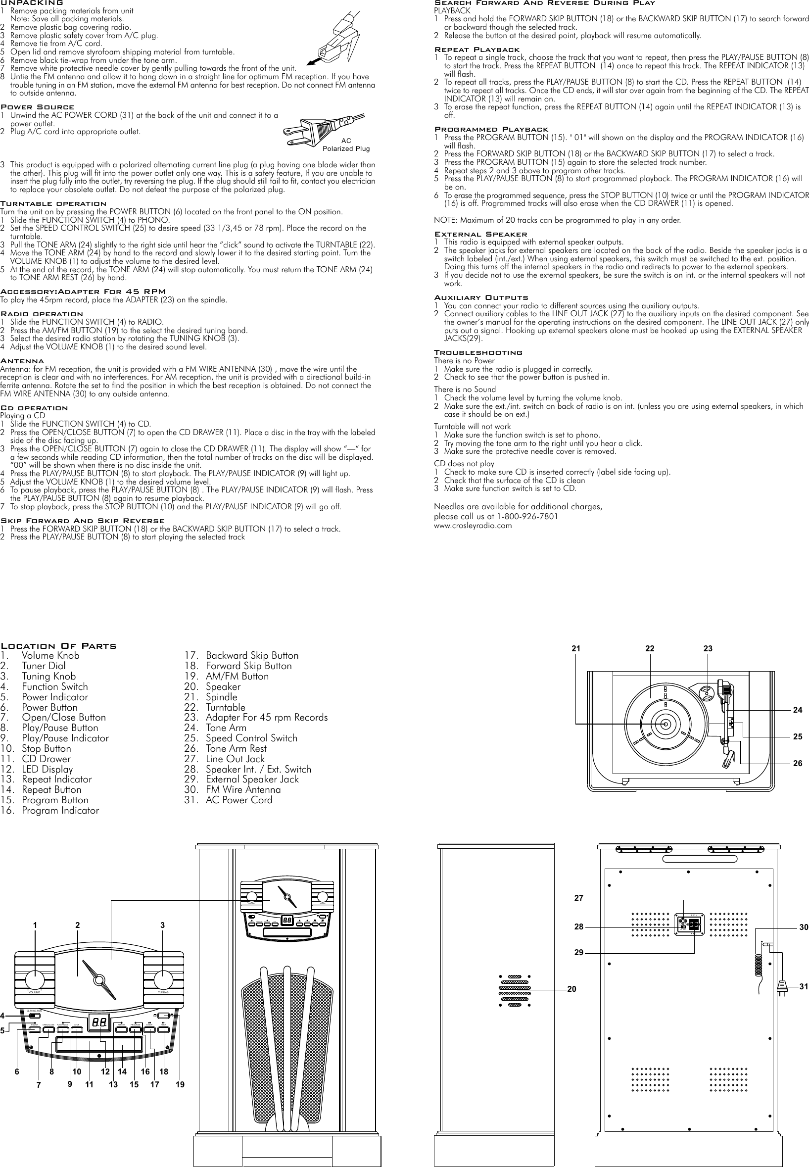 Page 2 of 2 - Crosley-Radio Crosley-Radio-Cd-Console-Cr44Cd-Users-Manual- 910-242800-0040-100.FH10  Crosley-radio-cd-console-cr44cd-users-manual