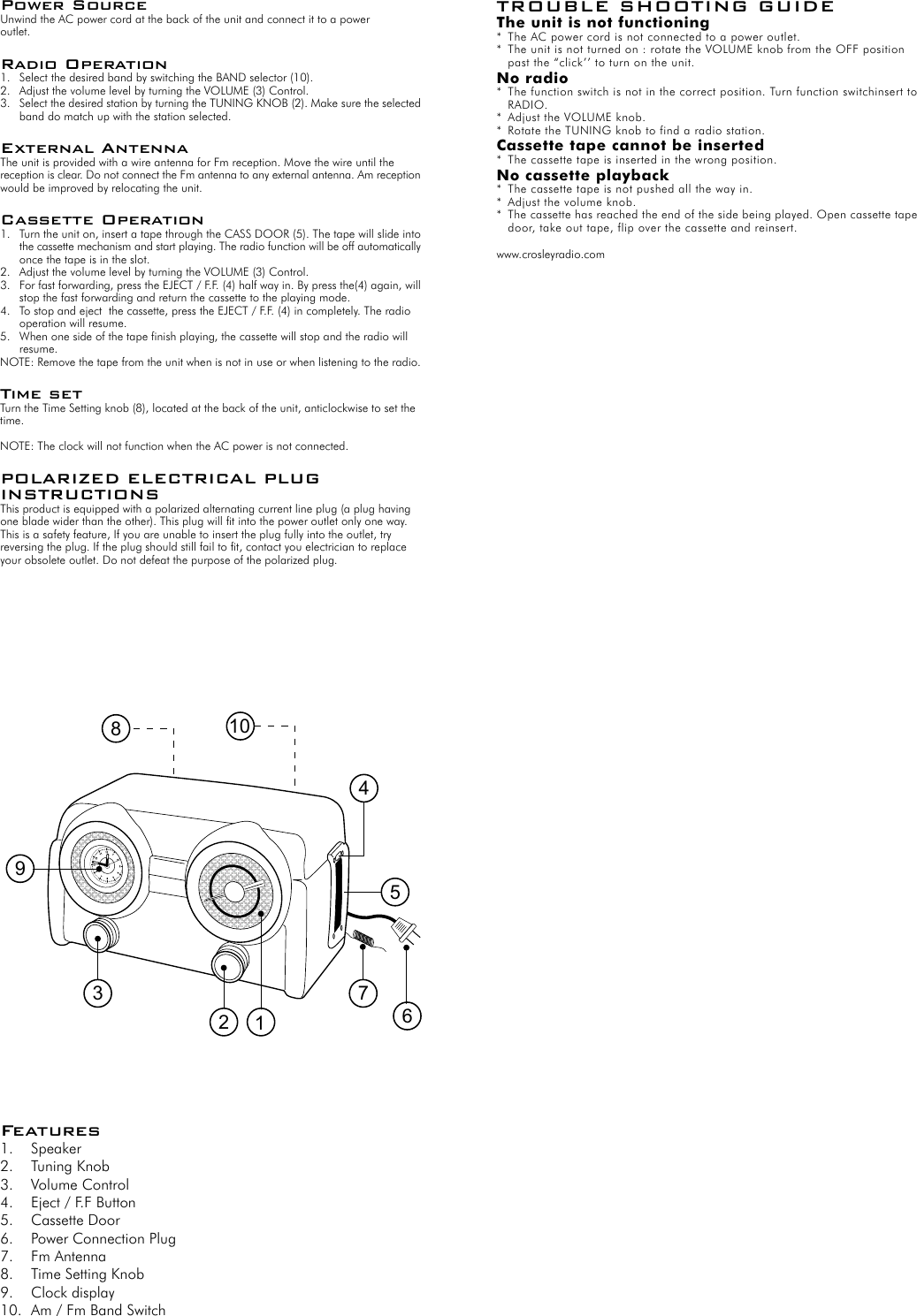 Page 2 of 2 - Crosley-Radio Crosley-Radio-Coloradio-Cr52-Users-Manual- 910-989900-004.FH10  Crosley-radio-coloradio-cr52-users-manual