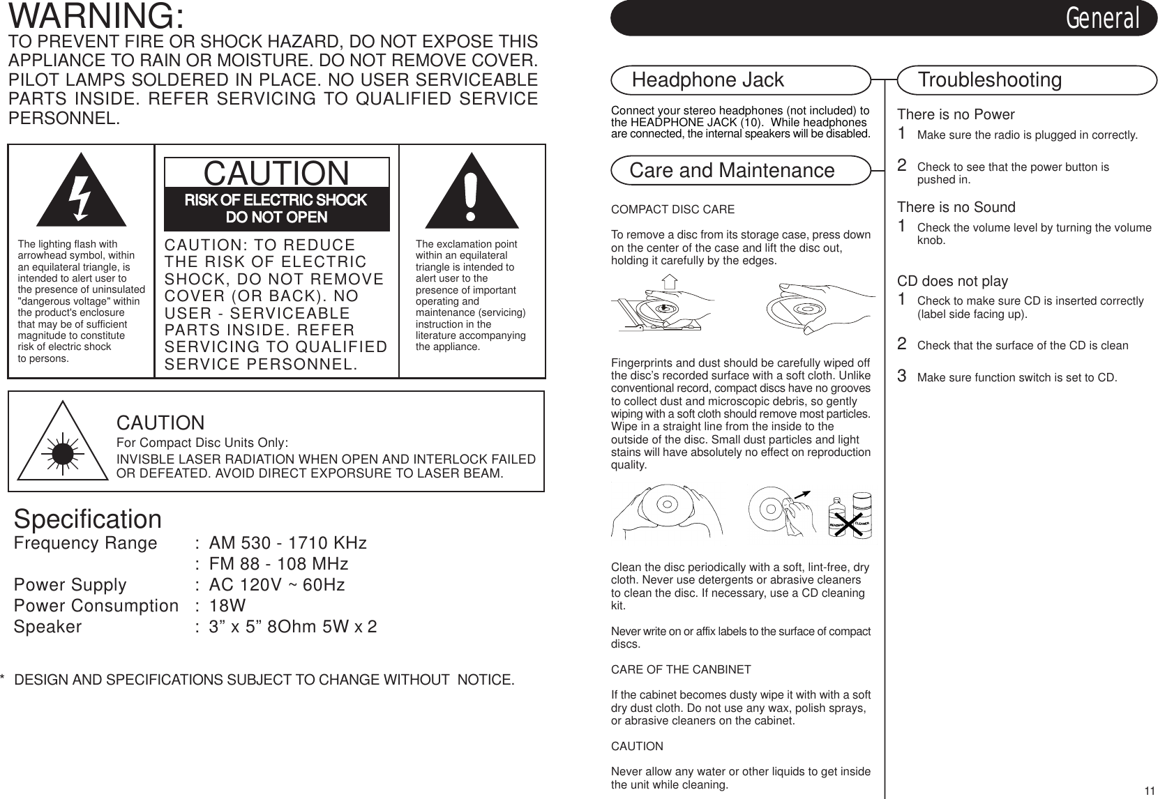 Page 3 of 7 - Crosley-Radio Crosley-Radio-Corsair-Cr612-Users-Manual-  Crosley-radio-corsair-cr612-users-manual