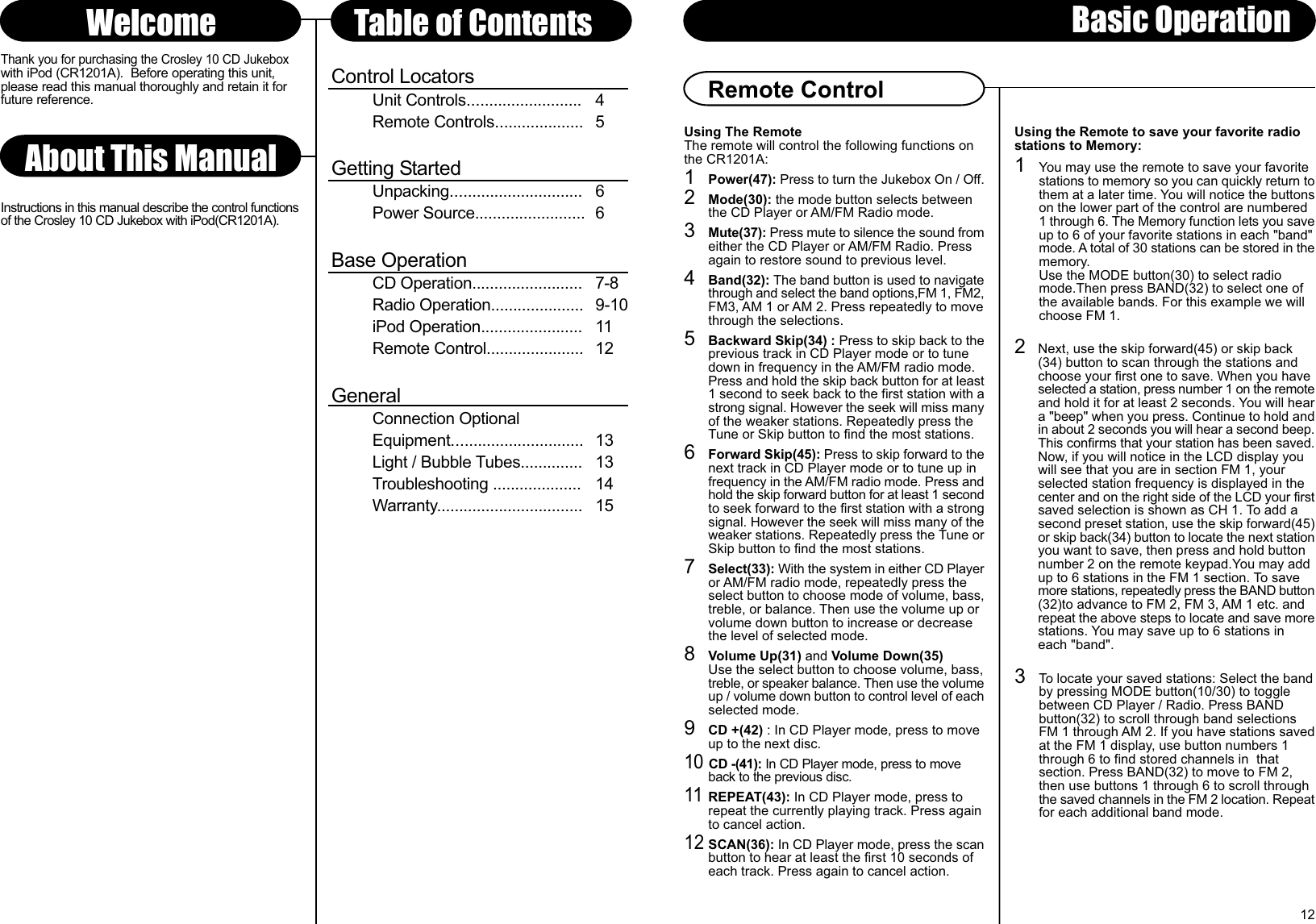 Page 6 of 8 - Crosley-Radio Crosley-Radio-Full-Size-Jukebox-Cr12-10-Users-Manual- 910-280500-0010-100.FH10  Crosley-radio-full-size-jukebox-cr12-10-users-manual