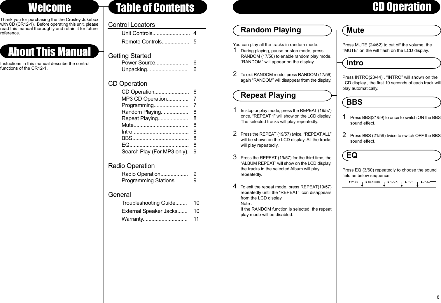 Page 4 of 6 - Crosley-Radio Crosley-Radio-Jukebox-With-Cd-Cr12-1-Users-Manual- 910-252700-007.FH10  Crosley-radio-jukebox-with-cd-cr12-1-users-manual