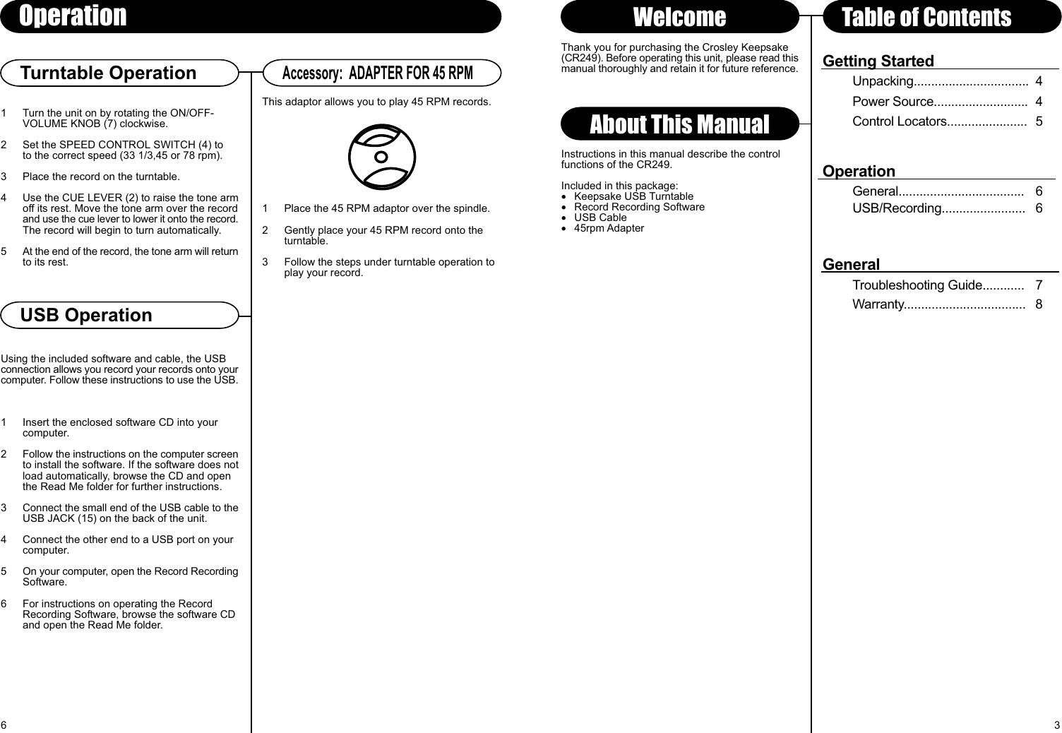 Page 3 of 5 - Crosley-Radio Crosley-Radio-Keepsake-Usb-Turntable-Cr249-Users-Manual- 910-264500-0010-100.FH10  Crosley-radio-keepsake-usb-turntable-cr249-users-manual