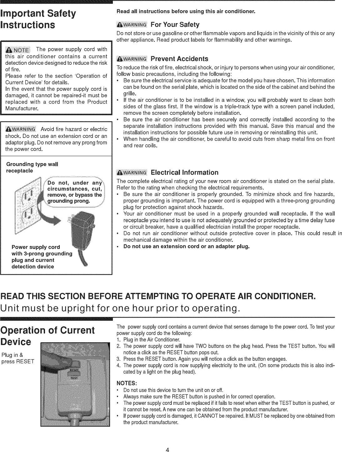 Page 4 of 8 - Crosley CAE10MA User Manual AIR CONDITIONER - Manuals And Guides L0907331