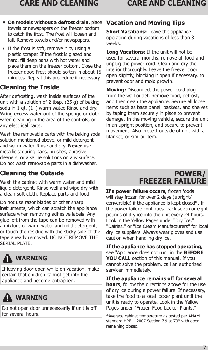Crosley CCFU14M1TW0 User Manual FREEZER Manuals And Guides 1711152L