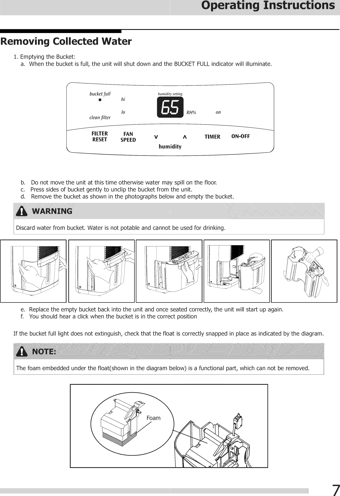 Page 7 of 10 - Crosley CDF500W10 1503437L User Manual  DEHUMIDIFIER - Manuals And Guides
