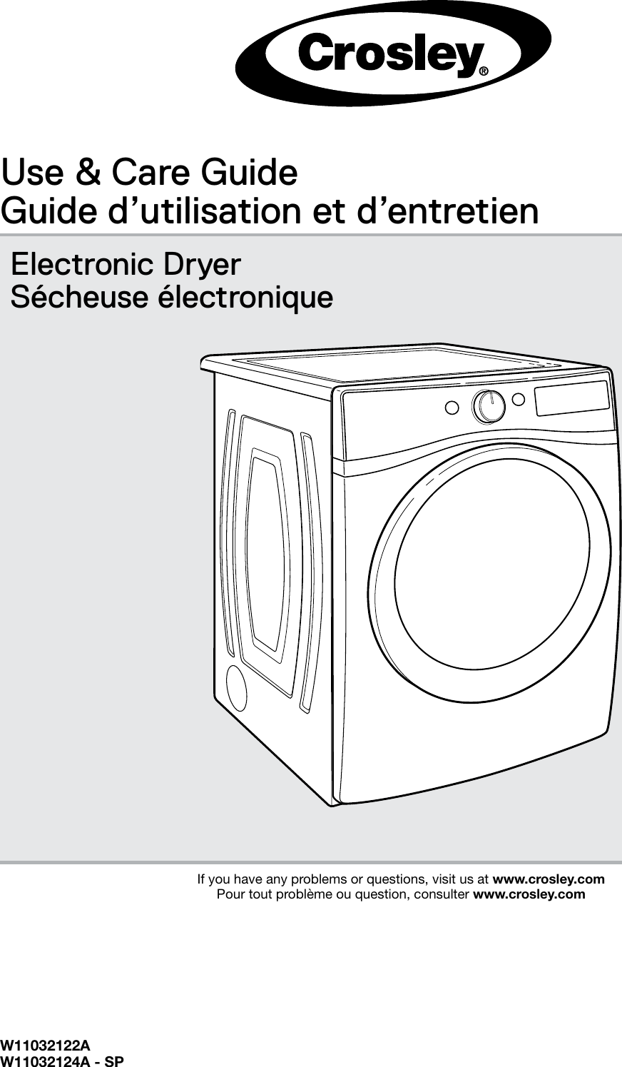 Crosley CED7464GW0 User Manual DRYER Manuals And Guides 1711263L